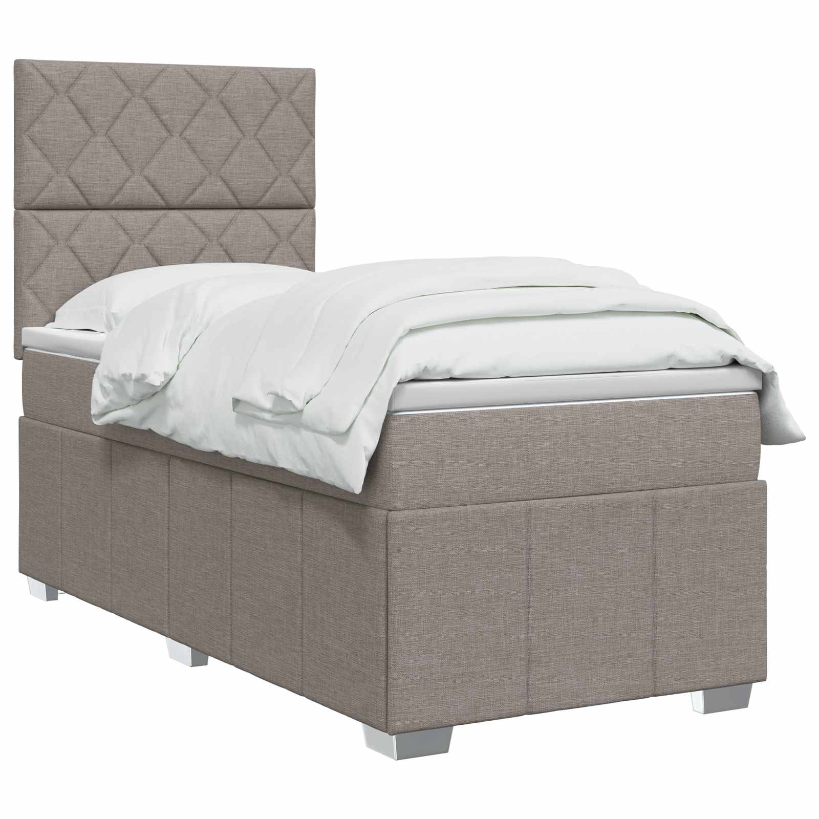 Lit boxspring LED avec matelas Taupe 100 x 200 cm Tissu