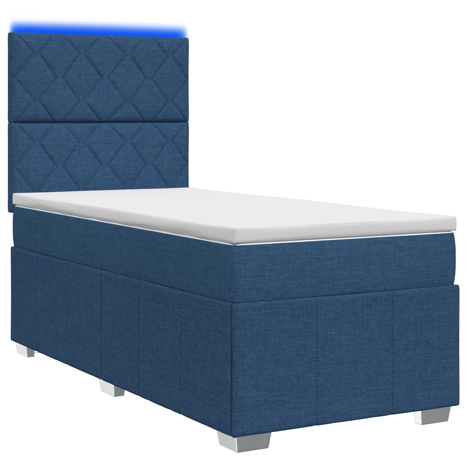 Lit boxspring LED avec matelas Bleu 100 x 200 cm Tissu - XIOS