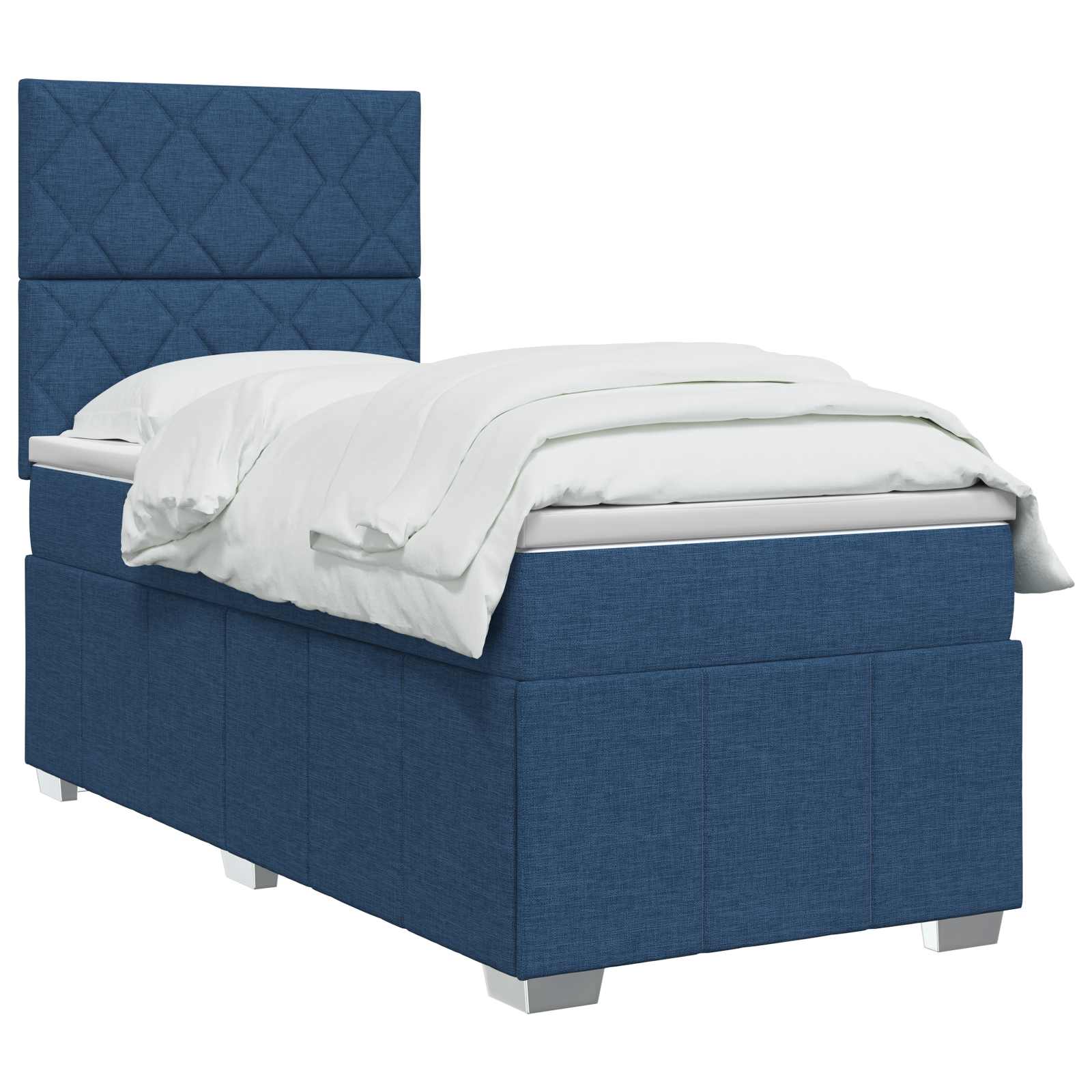 Lit boxspring LED avec matelas Bleu 100 x 200 cm Tissu - XIOS