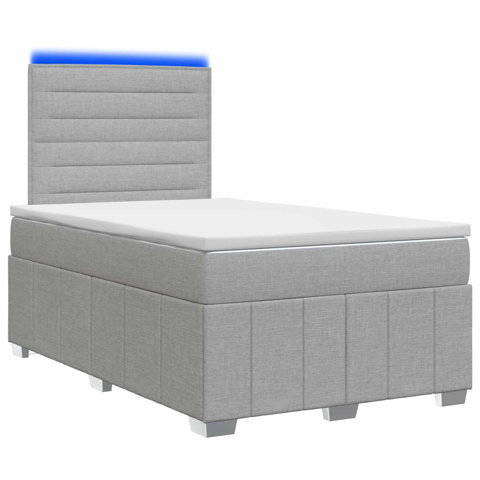 Lit boxspring LED avec matelas Gris clair 120 x 190 cm Tissu