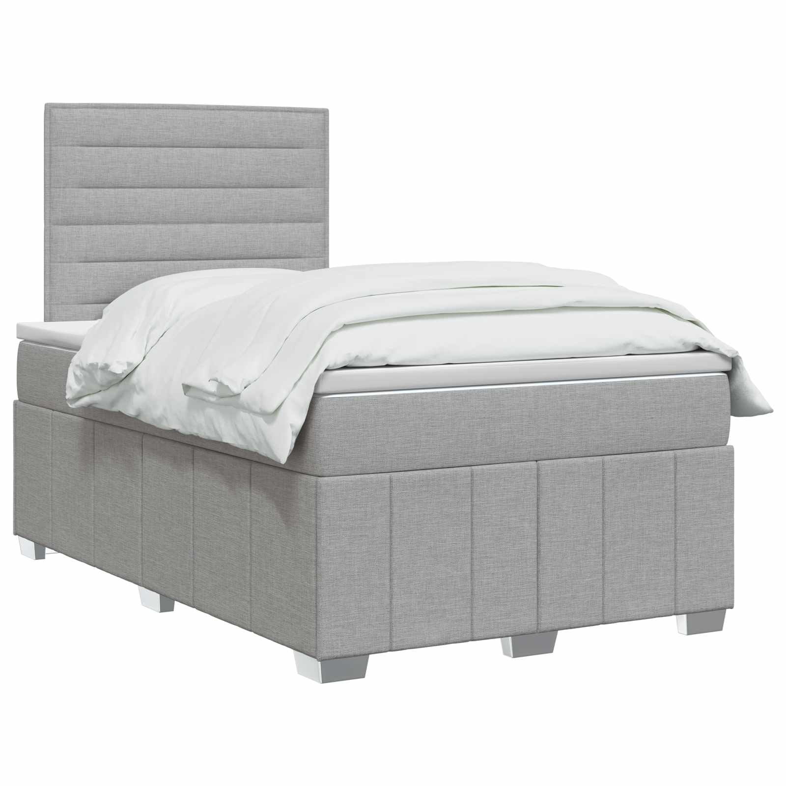 Lit boxspring LED avec matelas Gris clair 120 x 190 cm Tissu