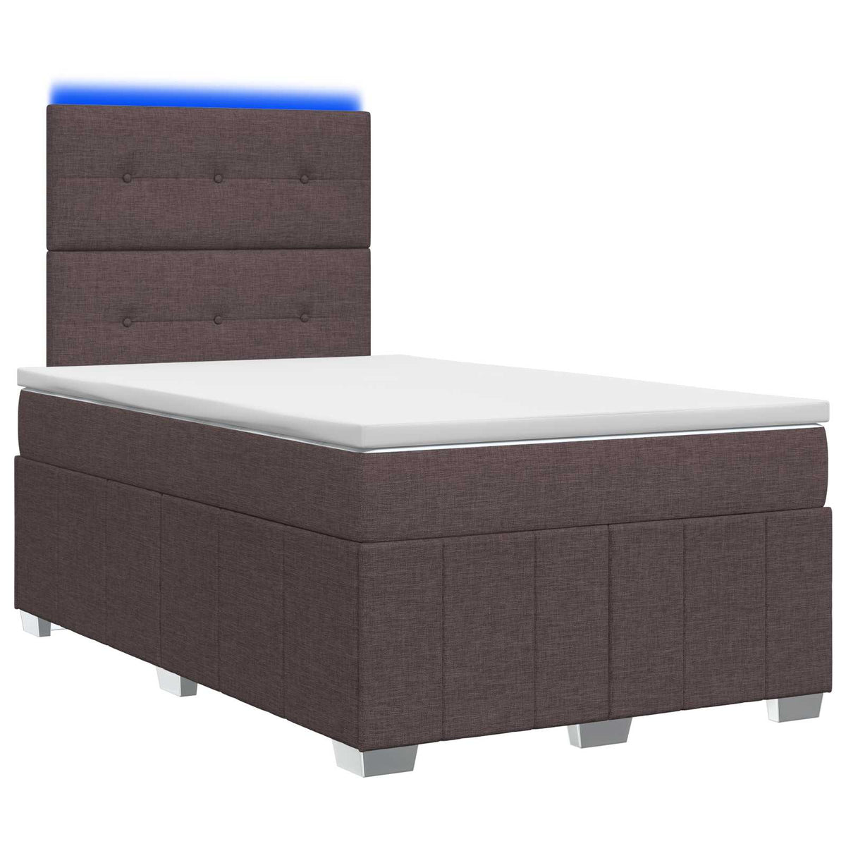 Lit boxspring LED avec matelas Marron foncé 120 x 190 cm Tissu