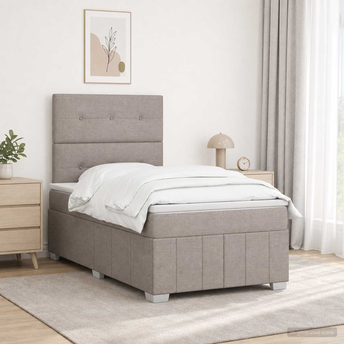 Lit boxspring LED avec matelas Taupe 120 x 190 cm Tissu