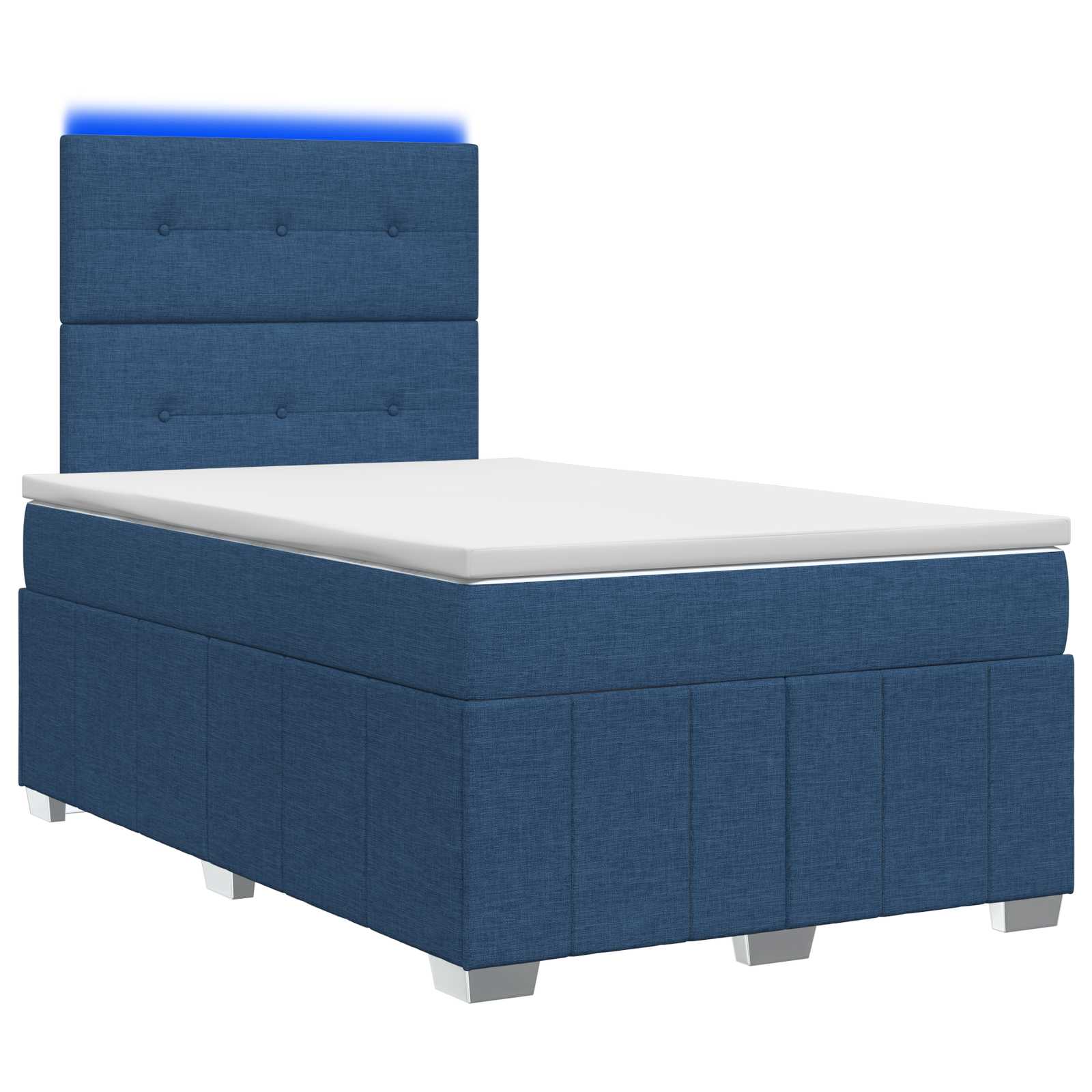 Lit boxspring LED avec matelas Bleu 120 x 190 cm Tissu