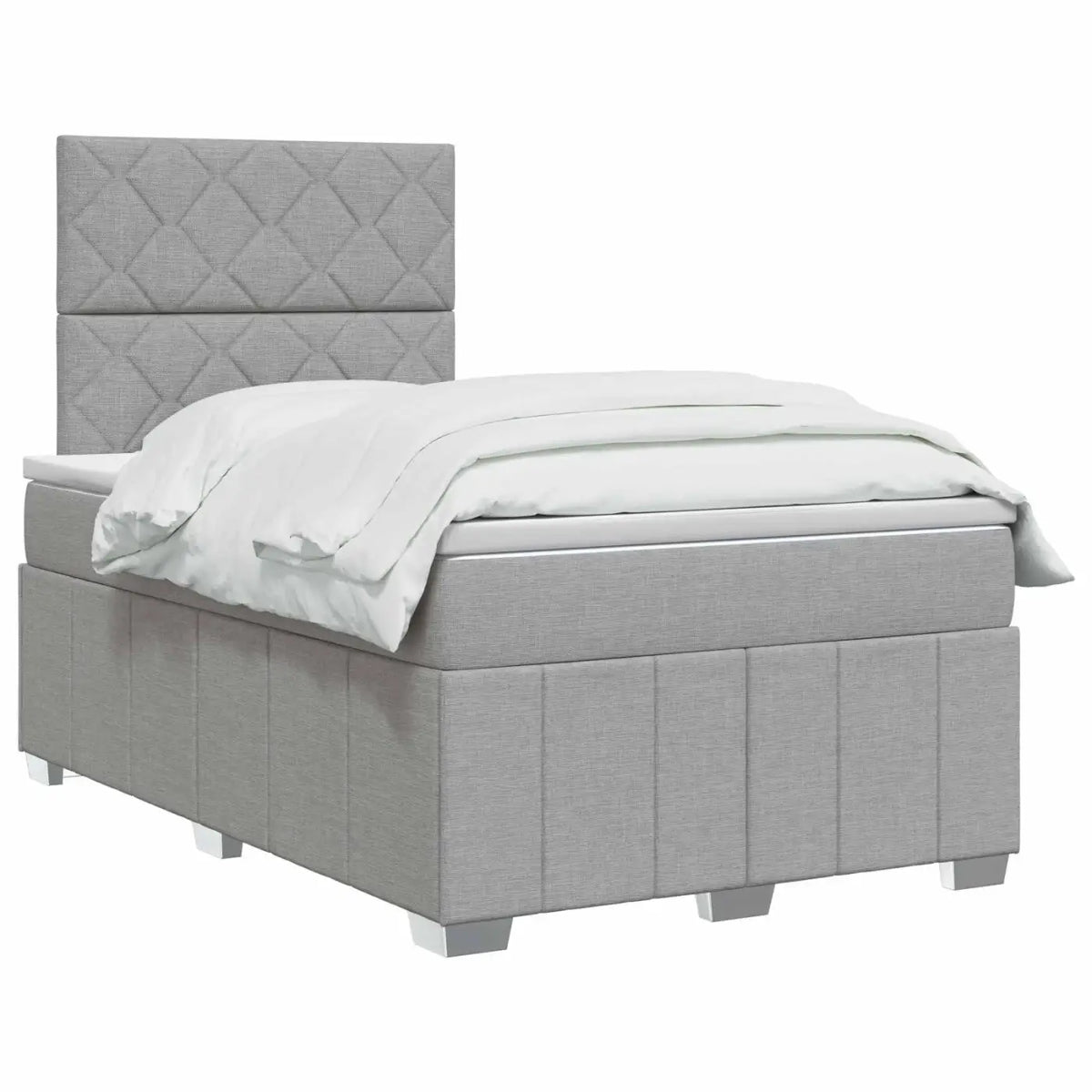 Lit boxspring LED avec matelas Gris clair 120 x 190 cm Tissu - XIOS