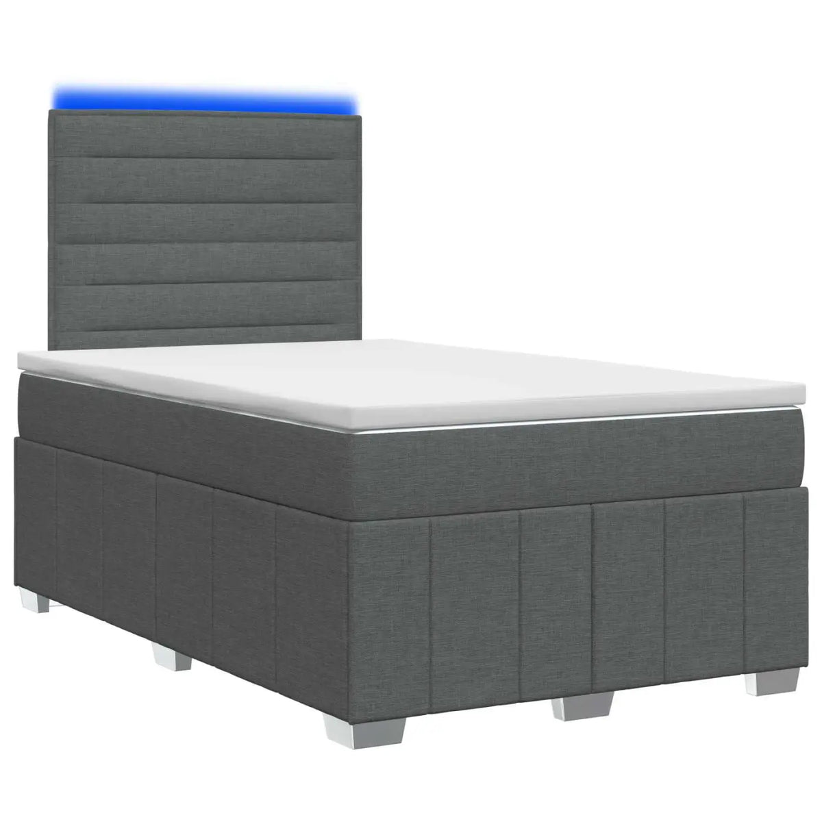 Lit boxspring LED avec matelas Gris foncé 120 x 200 cm Tissu - XIOS