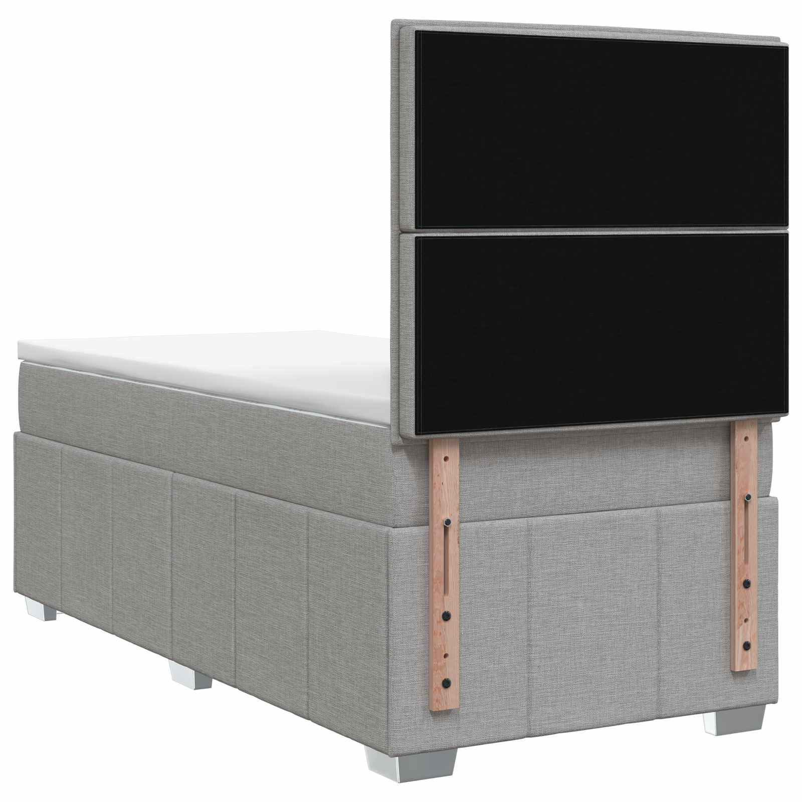 Lit boxspring LED avec matelas Gris clair 90 x 190 cm Tissu