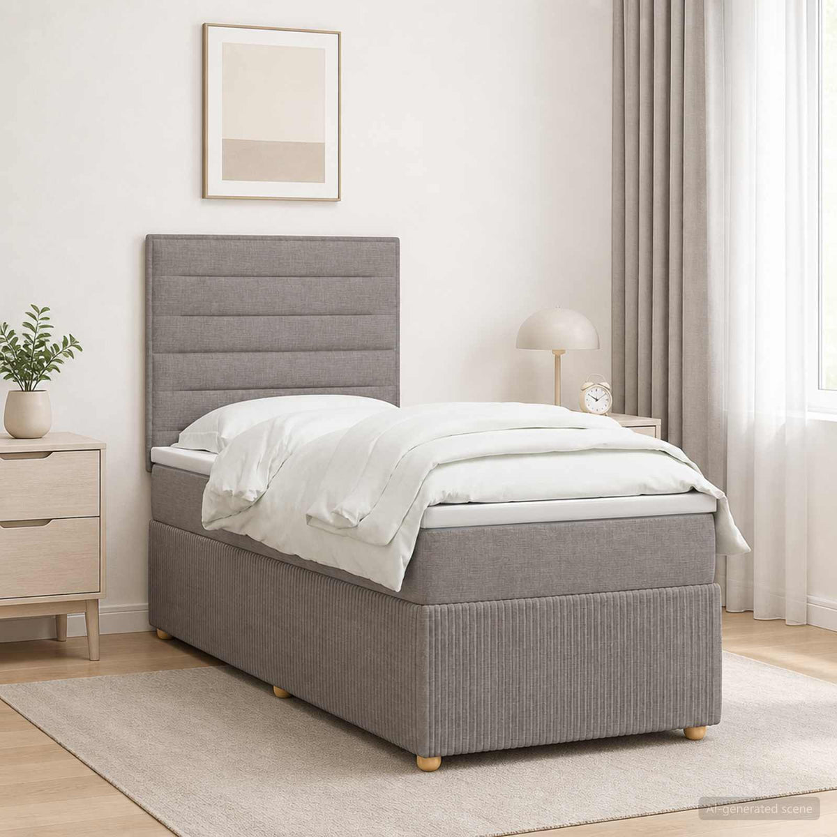 Lit boxspring LED avec matelas Taupe 80 x 200 cm Tissu