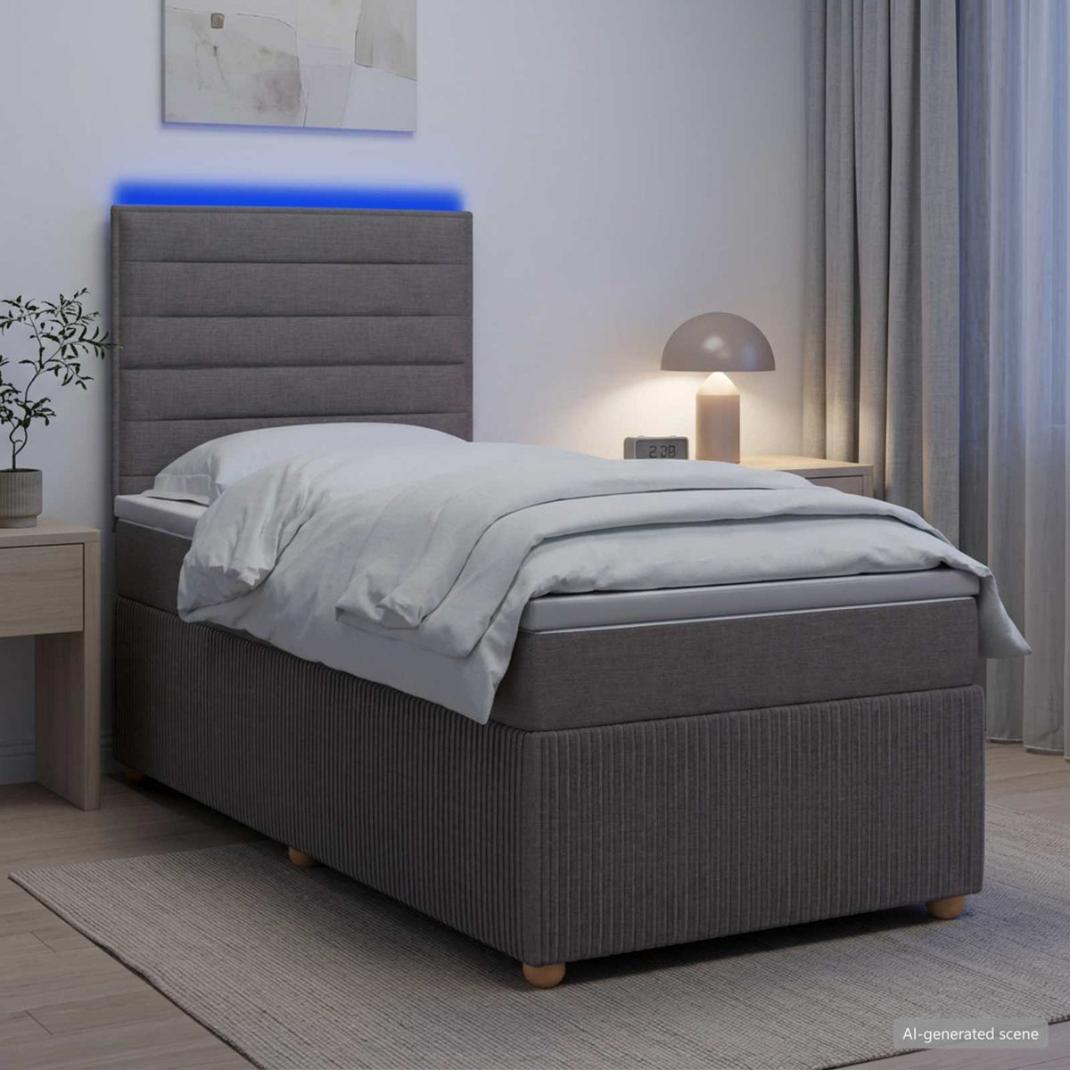 Lit boxspring LED avec matelas Taupe 80 x 200 cm Tissu