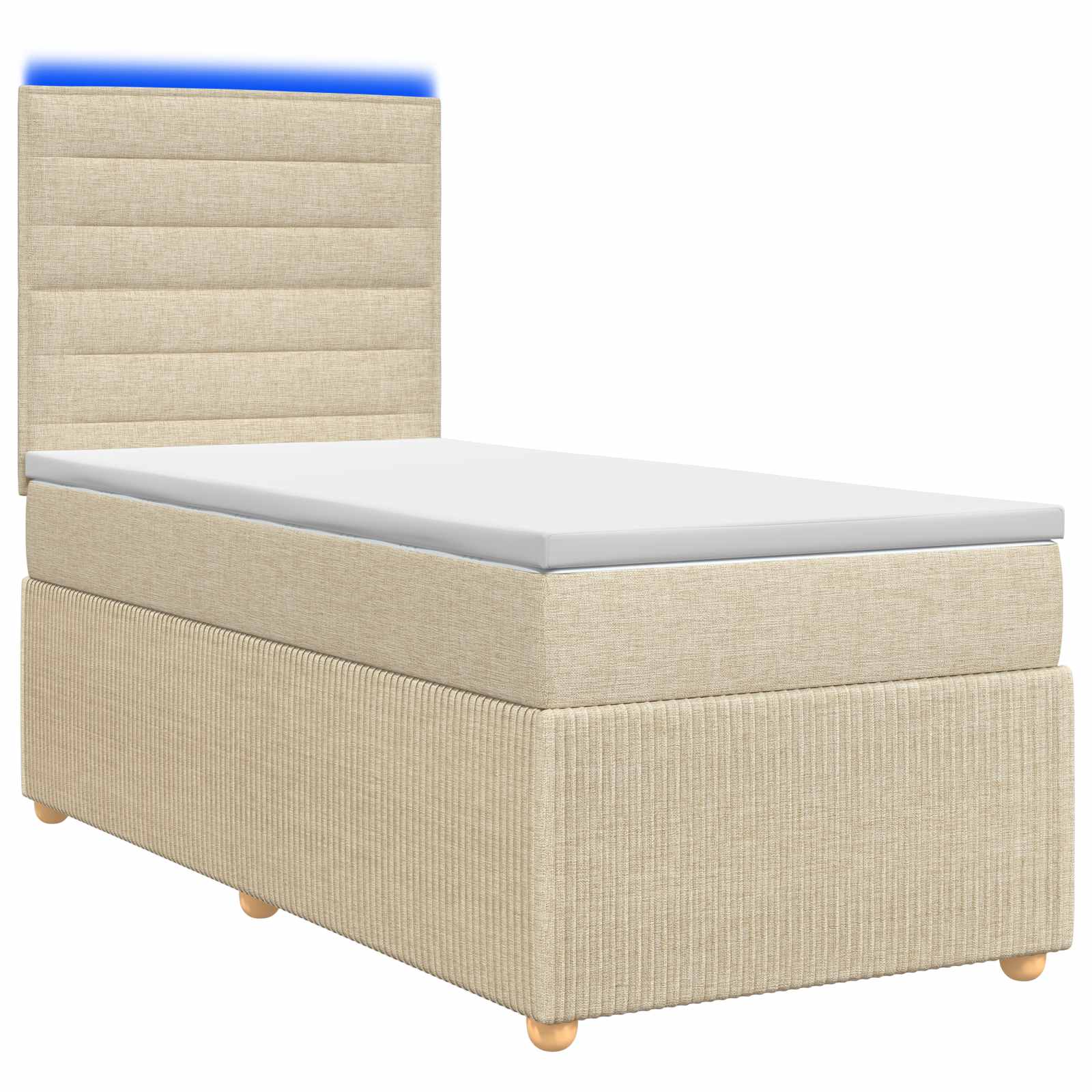 Lit boxspring LED avec matelas Crème 90 x 190 cm Tissu - XIOS