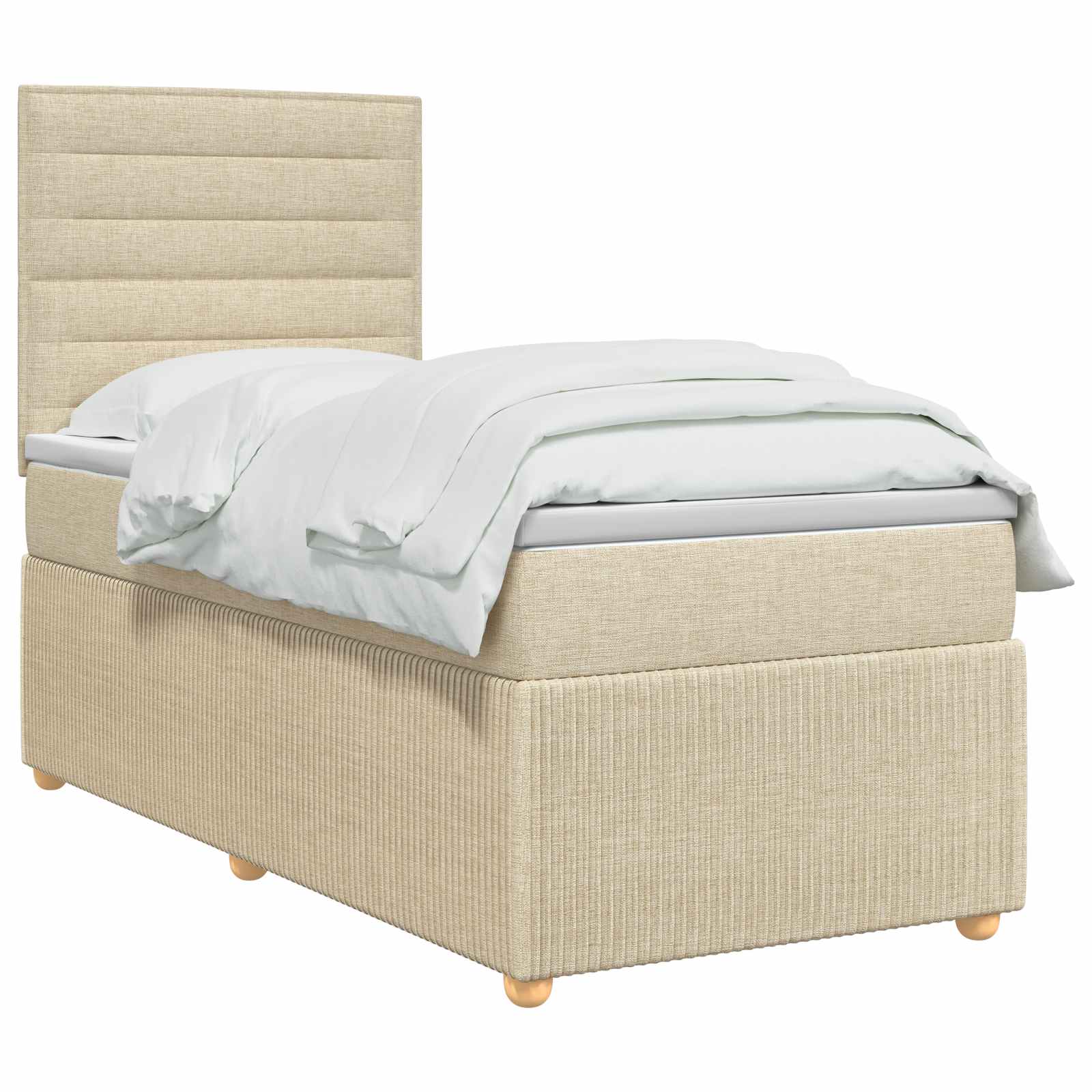 Lit boxspring LED avec matelas Crème 90 x 190 cm Tissu - XIOS