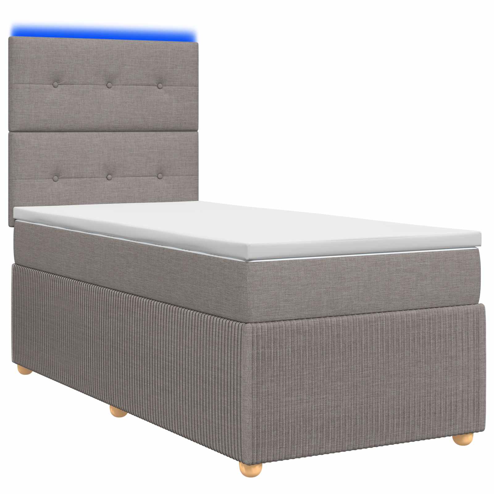 Lit boxspring LED avec matelas Taupe 90 x 190 cm Tissu - XIOS