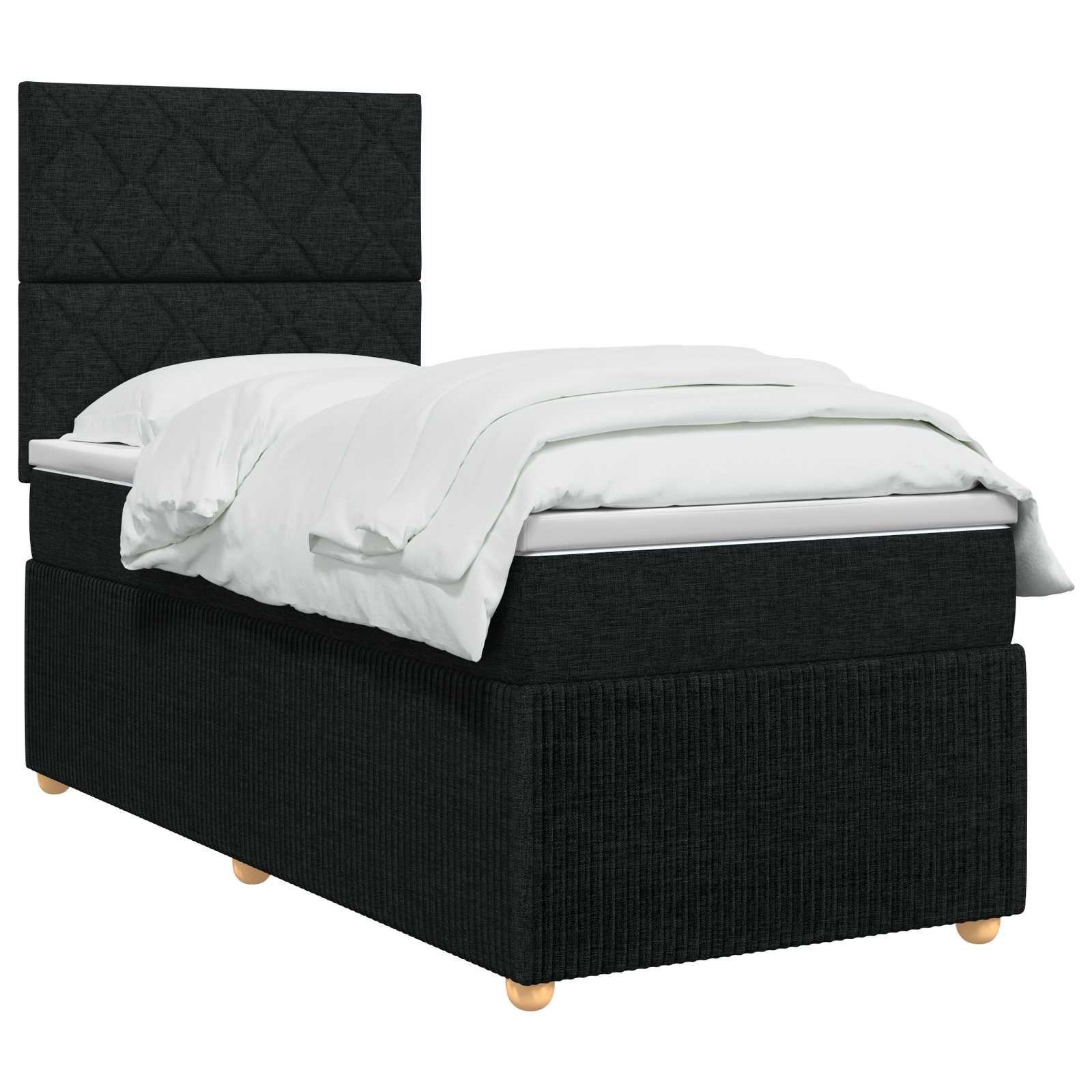 Lit boxspring LED avec matelas Noir 90 x 190 cm Tissu