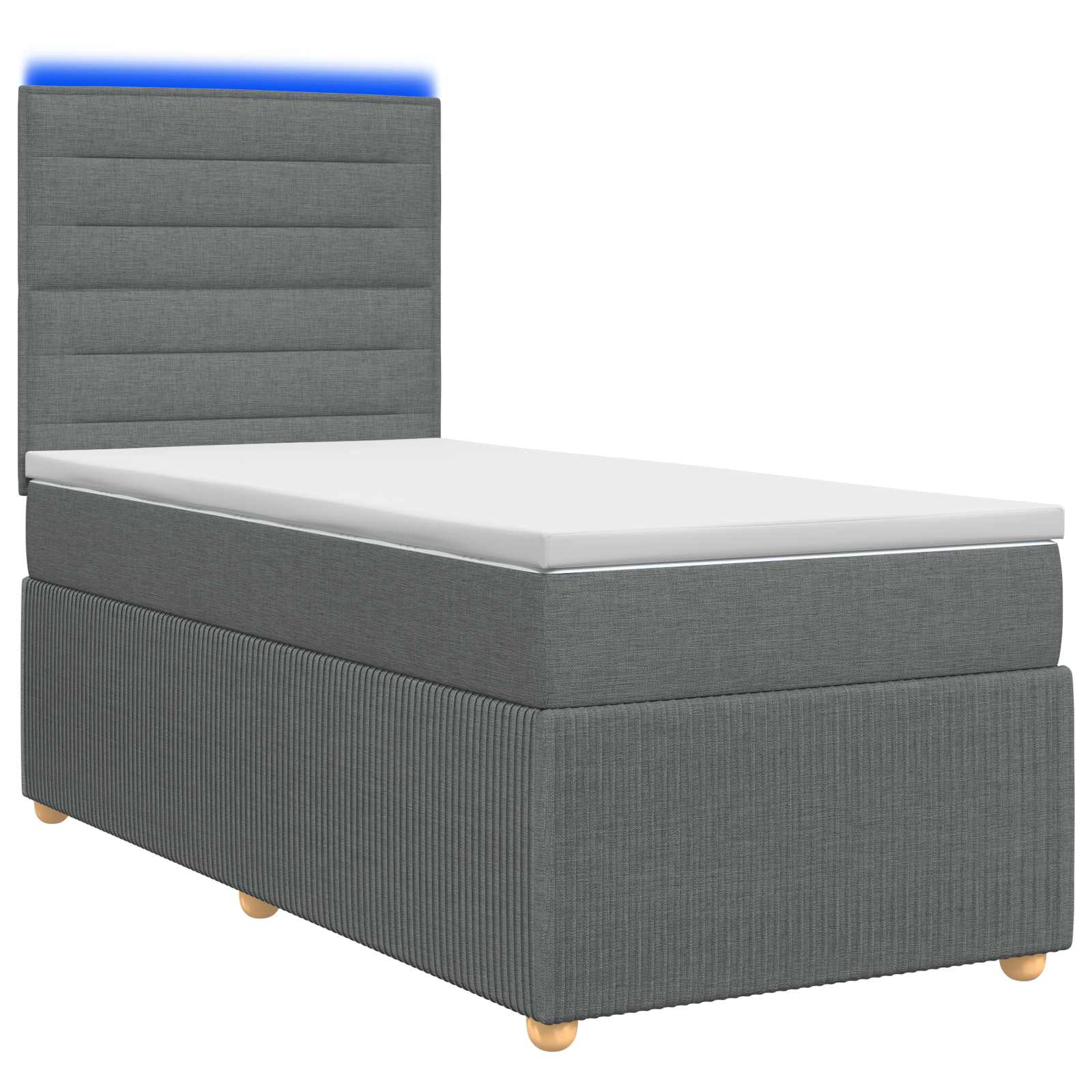 Lit boxspring LED avec matelas Gris foncé 90 x 200 cm Tissu - XIOS