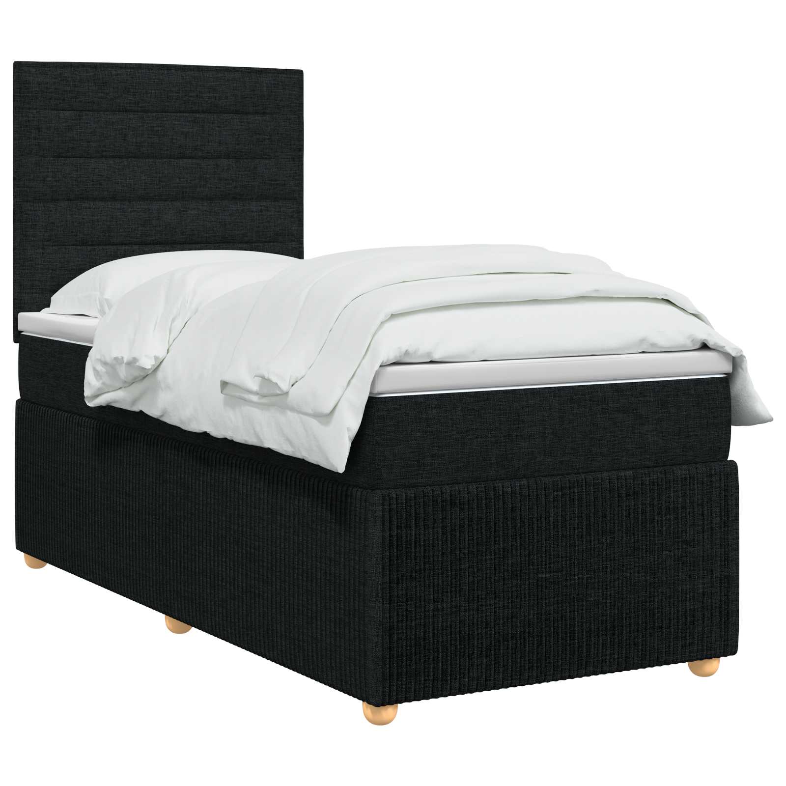 Lit boxspring LED avec matelas Noir 90 x 200 cm Tissu - XIOS