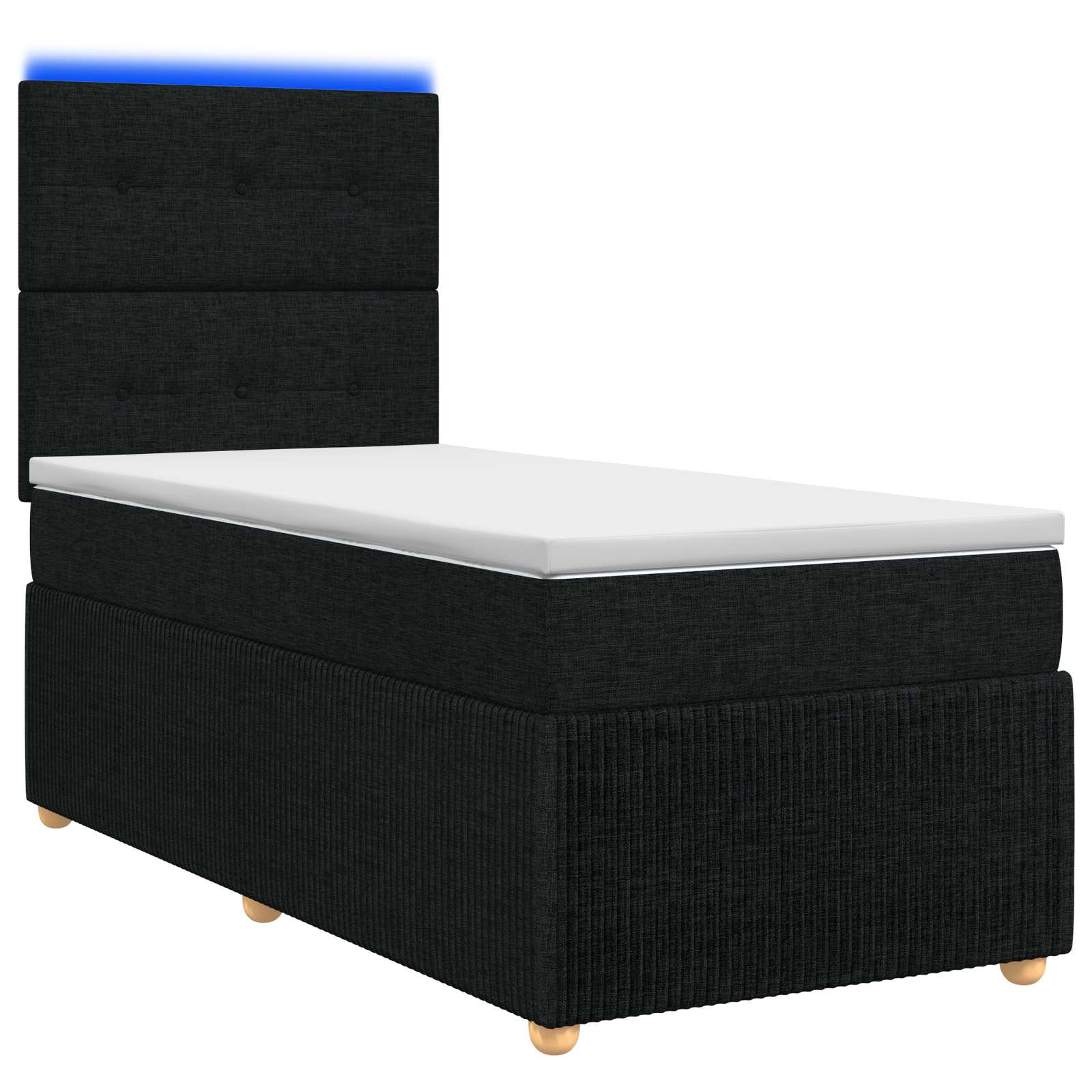 Lit boxspring LED avec matelas Noir 90 x 200 cm Tissu - XIOS