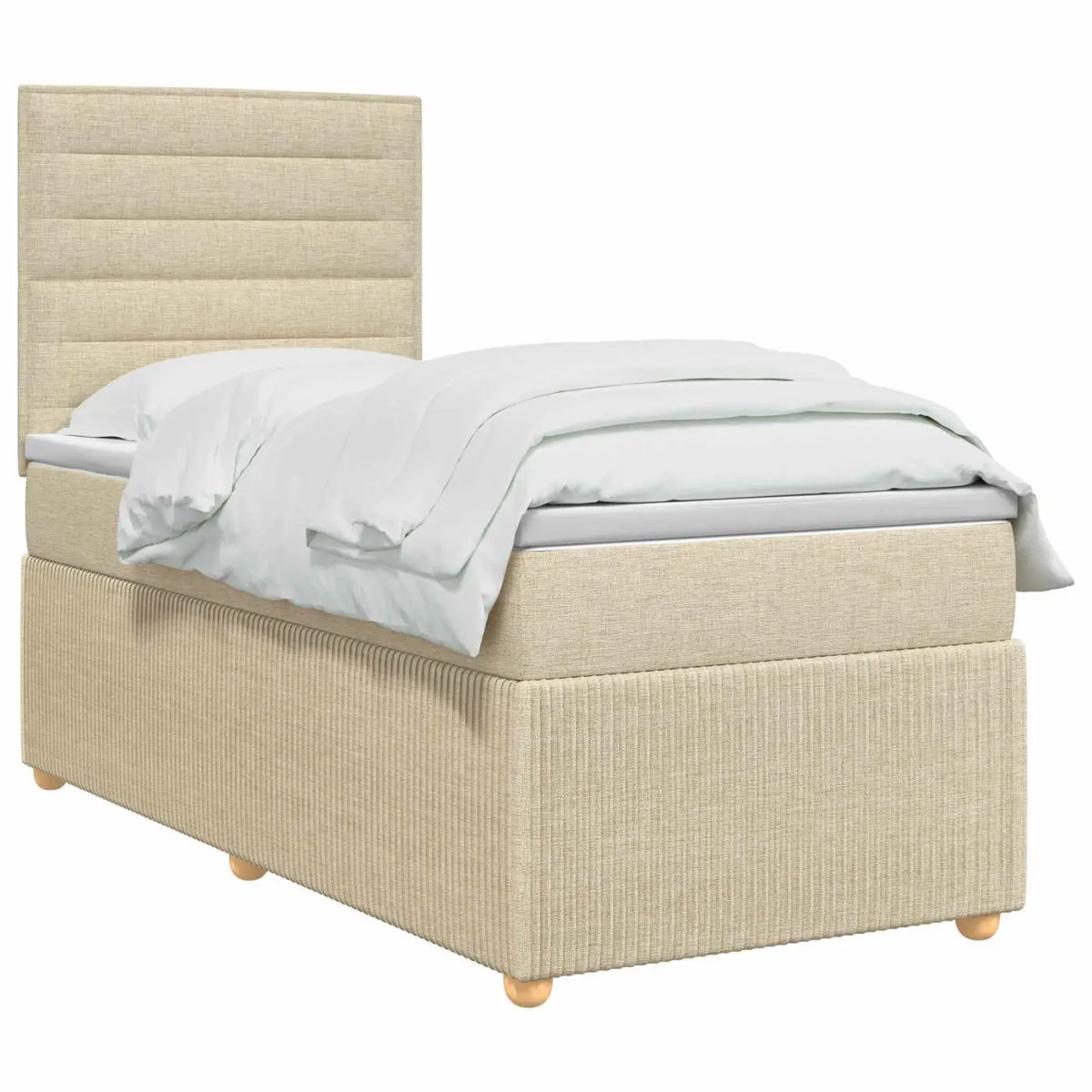 Lit boxspring LED avec matelas Crème 100 x 200 cm Tissu - XIOS