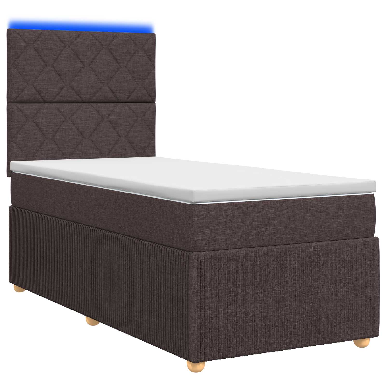 Lit boxspring LED avec matelas Marron foncé 100 x 200 cm Tissu - XIOS