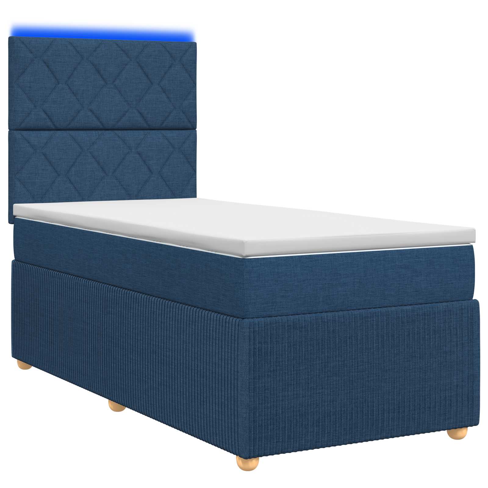 Lit boxspring LED avec matelas Bleu 100 x 200 cm Tissu - XIOS