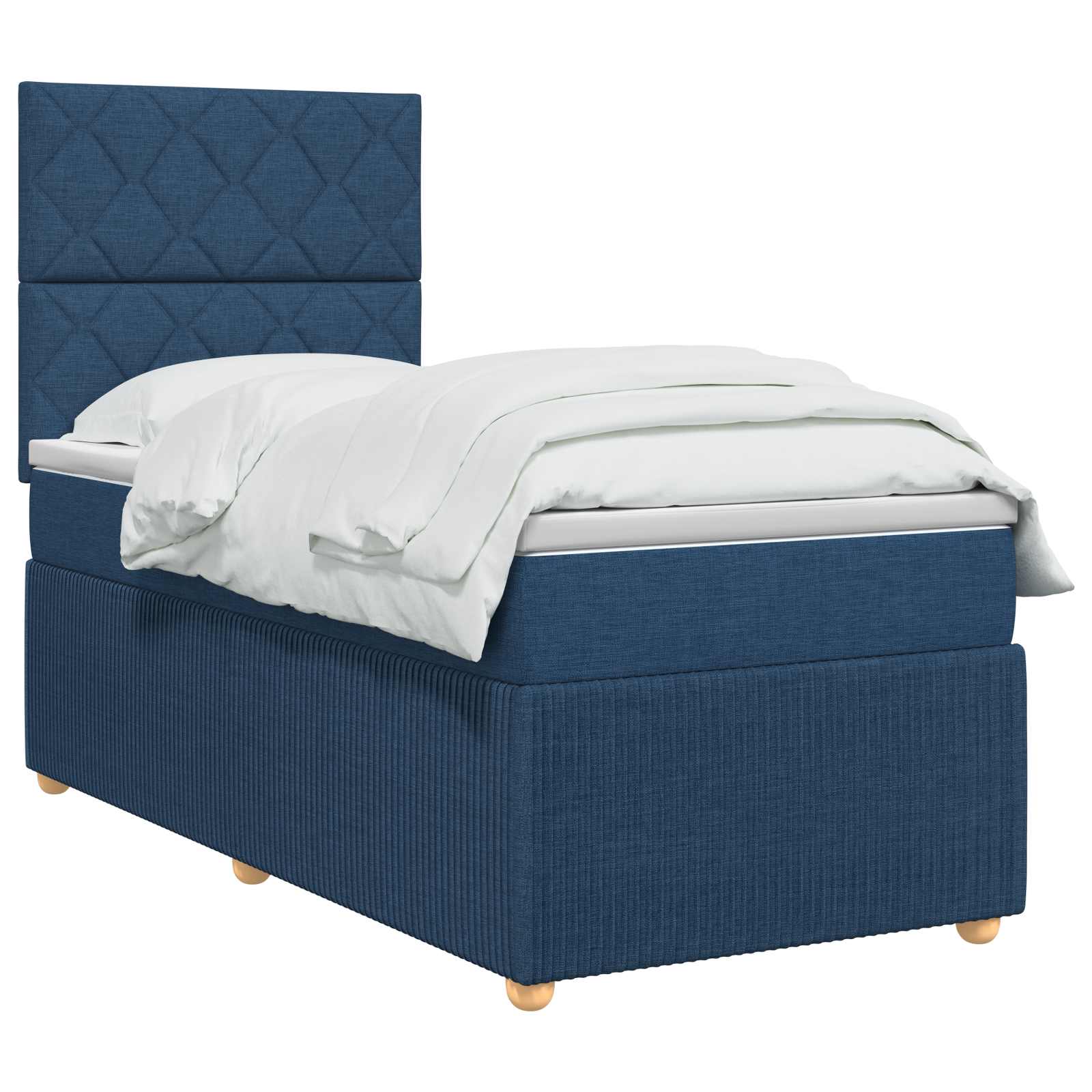 Lit boxspring LED avec matelas Bleu 100 x 200 cm Tissu - XIOS