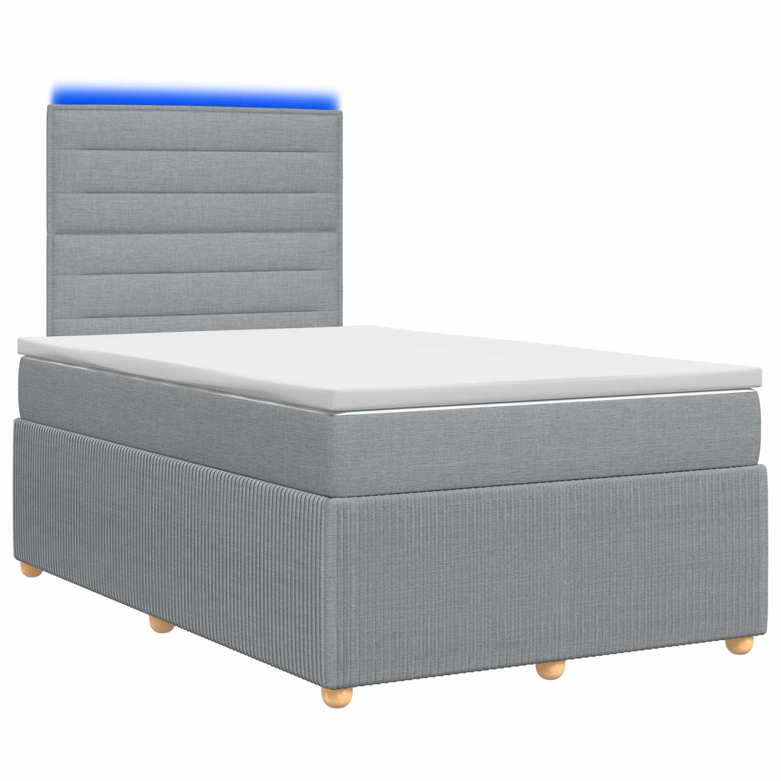Lit boxspring LED avec matelas Gris clair 120 x 190 cm Tissu