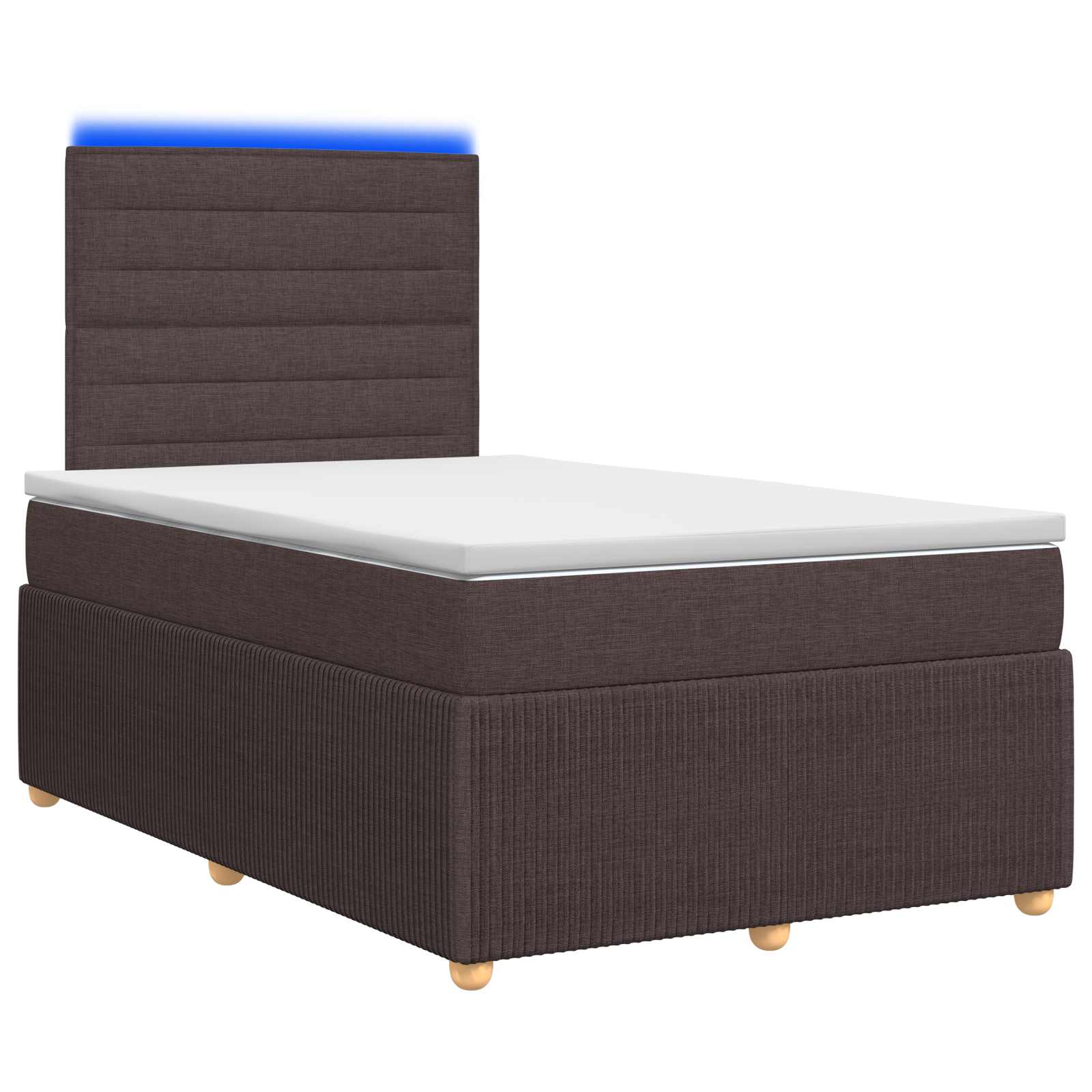 Lit boxspring LED avec matelas Marron foncé 120 x 190 cm Tissu
