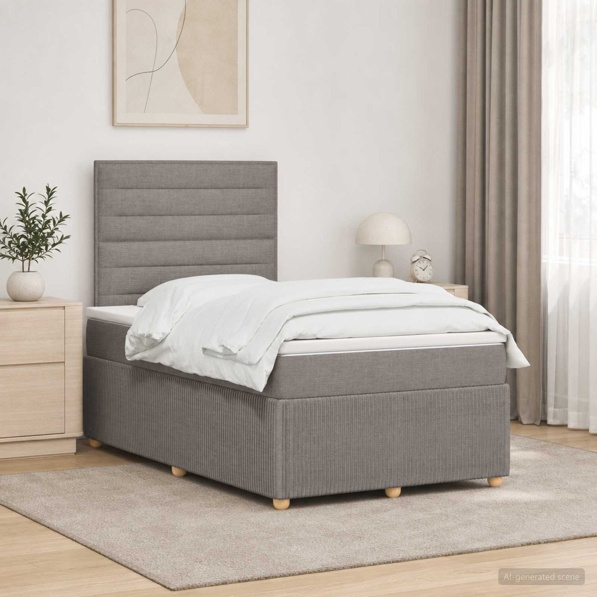 Lit boxspring LED avec matelas Taupe 120 x 190 cm Tissu