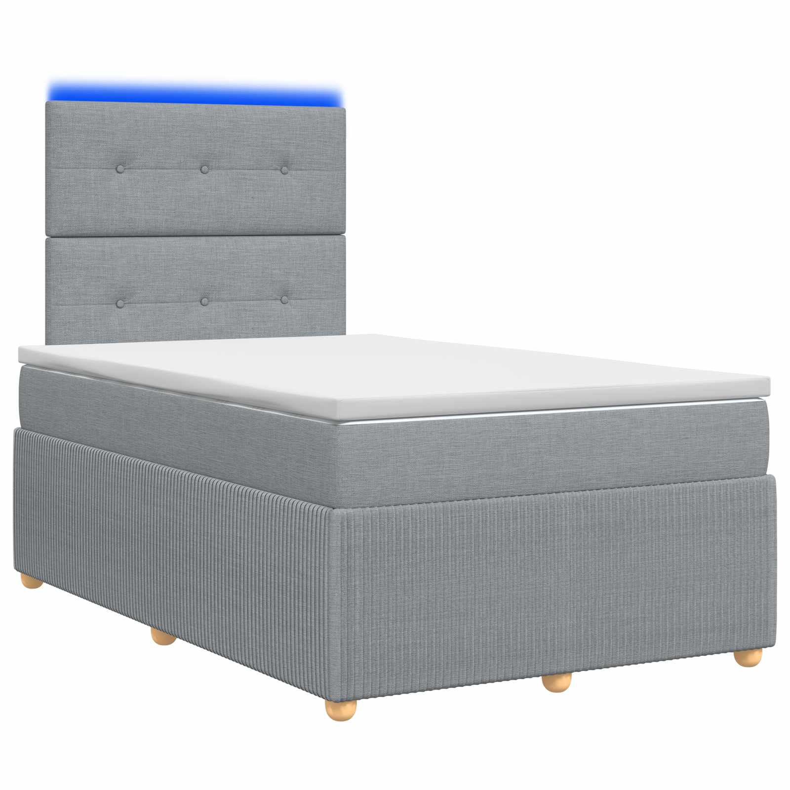 Lit boxspring LED avec matelas Gris clair 120 x 190 cm Tissu - XIOS