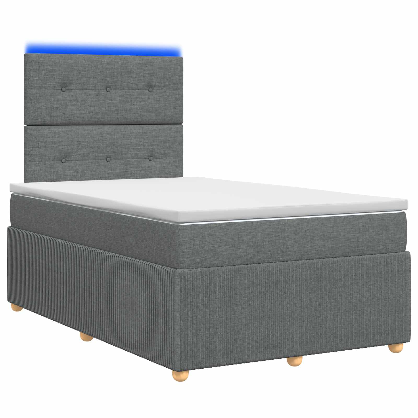 Lit boxspring LED avec matelas Gris foncé 120 x 190 cm Tissu