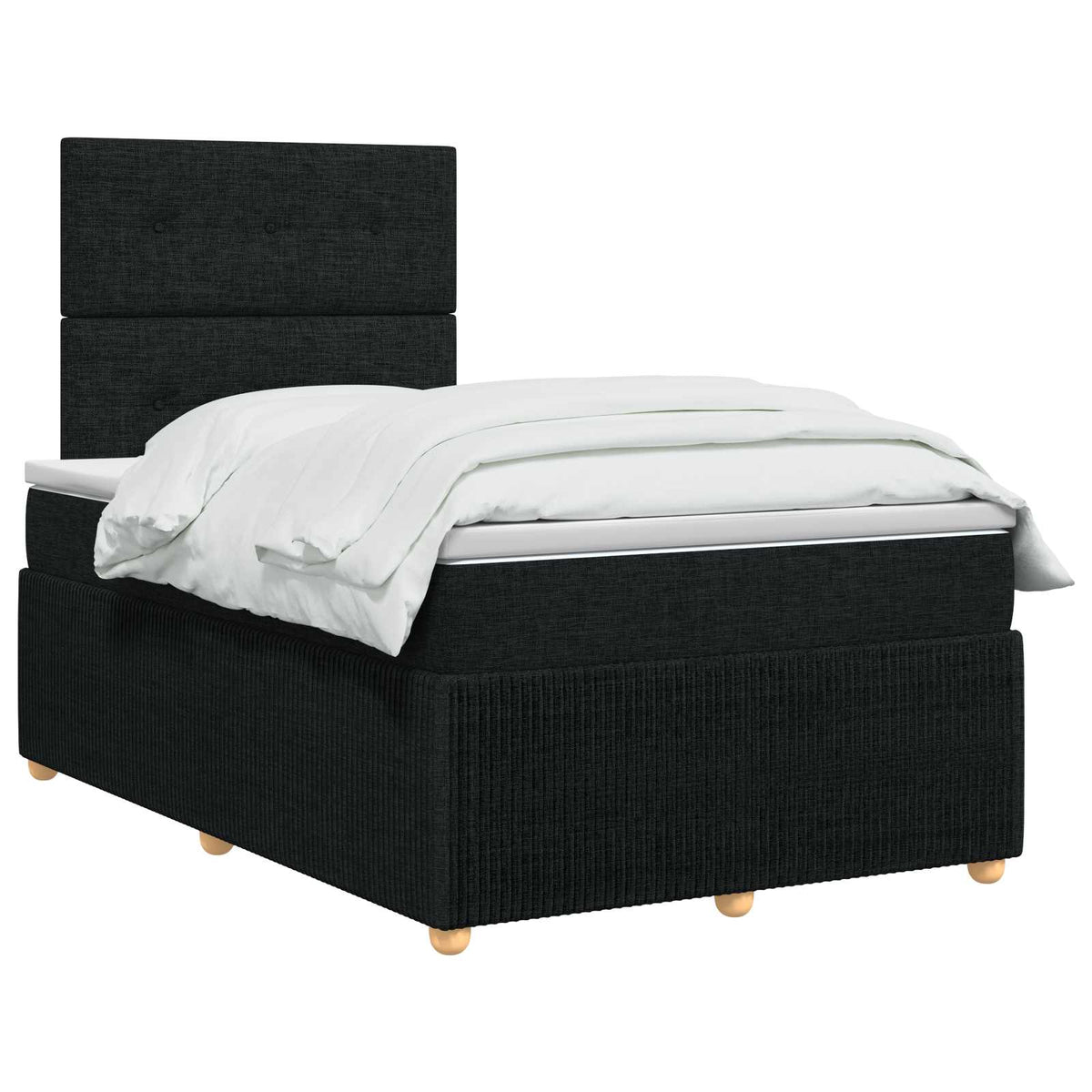 Lit boxspring LED avec matelas Noir 120 x 190 cm Tissu
