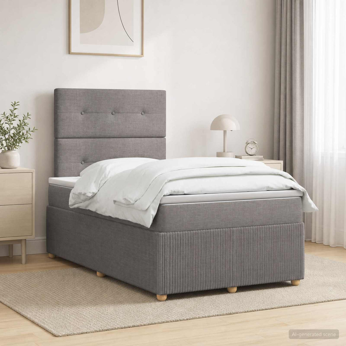 Lit boxspring LED avec matelas Taupe 120 x 190 cm Tissu