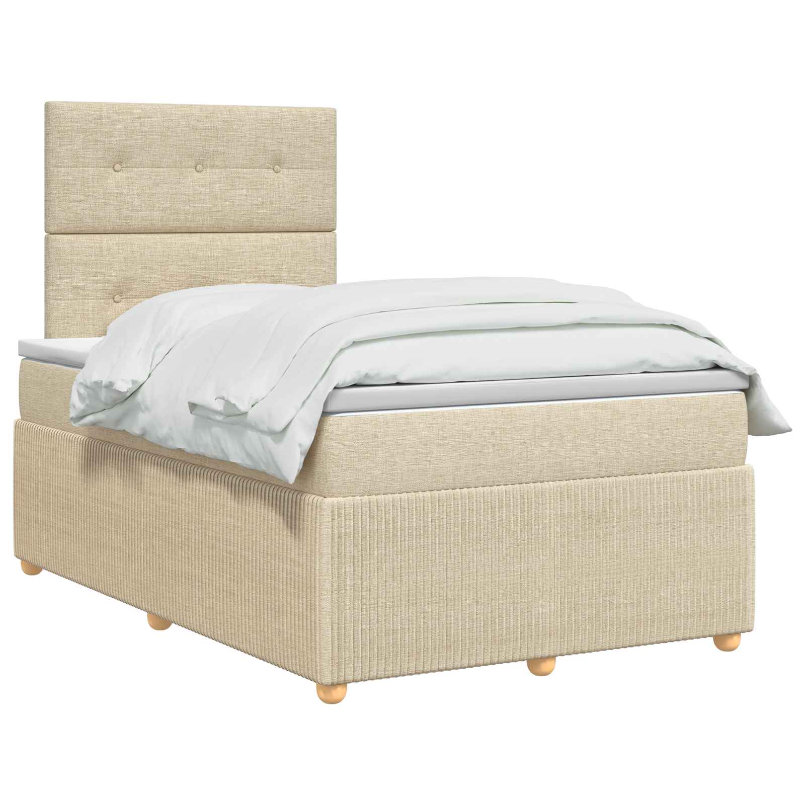 Lit boxspring LED avec matelas Crème 120 x 190 cm Tissu