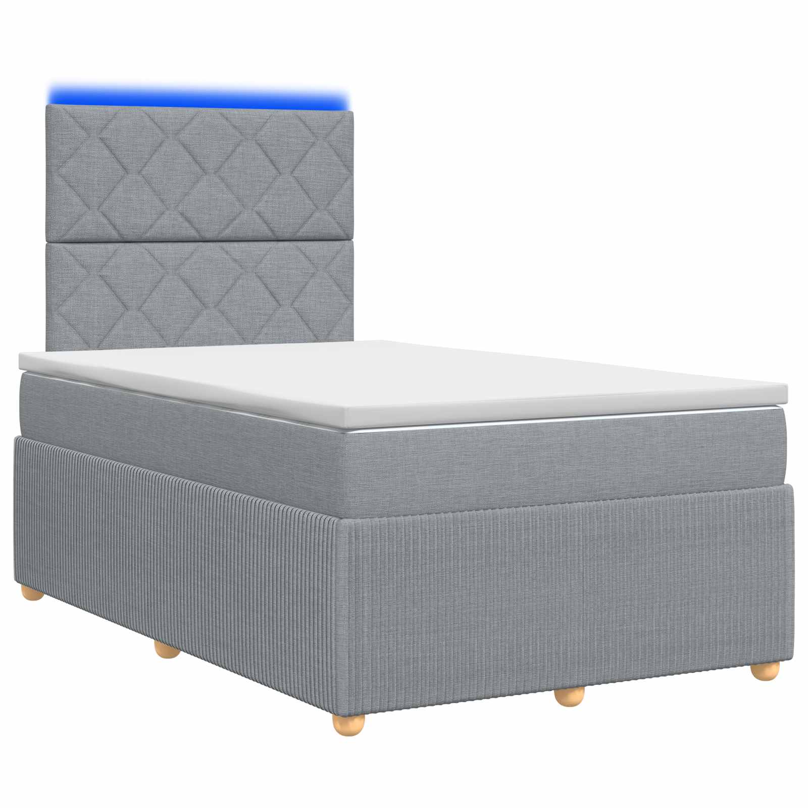 Lit boxspring LED avec matelas Gris clair 120 x 190 cm Tissu - XIOS