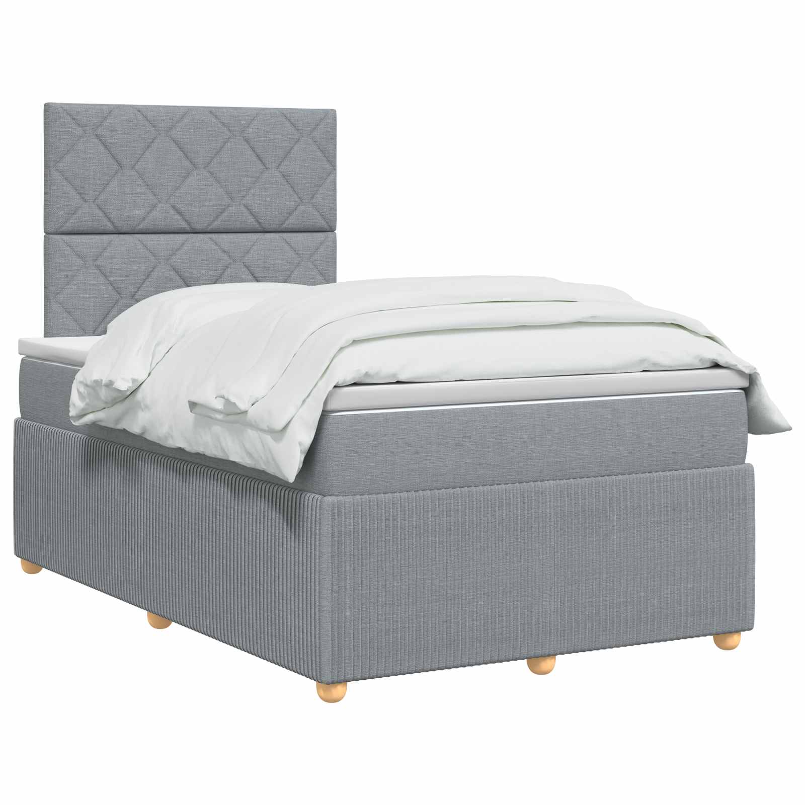 Lit boxspring LED avec matelas Gris clair 120 x 190 cm Tissu - XIOS