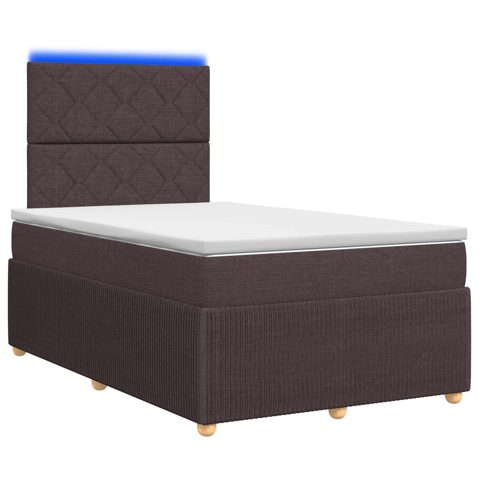 Lit boxspring LED avec matelas Marron foncé 120 x 190 cm Tissu