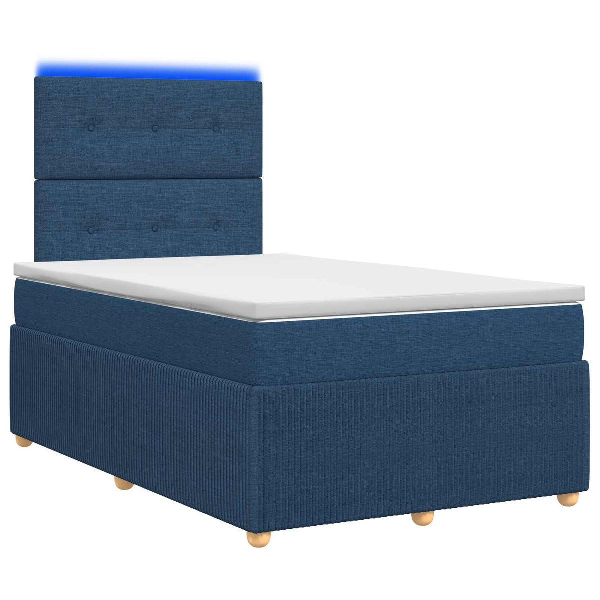 Lit boxspring LED avec matelas Bleu 120 x 200 cm Tissu