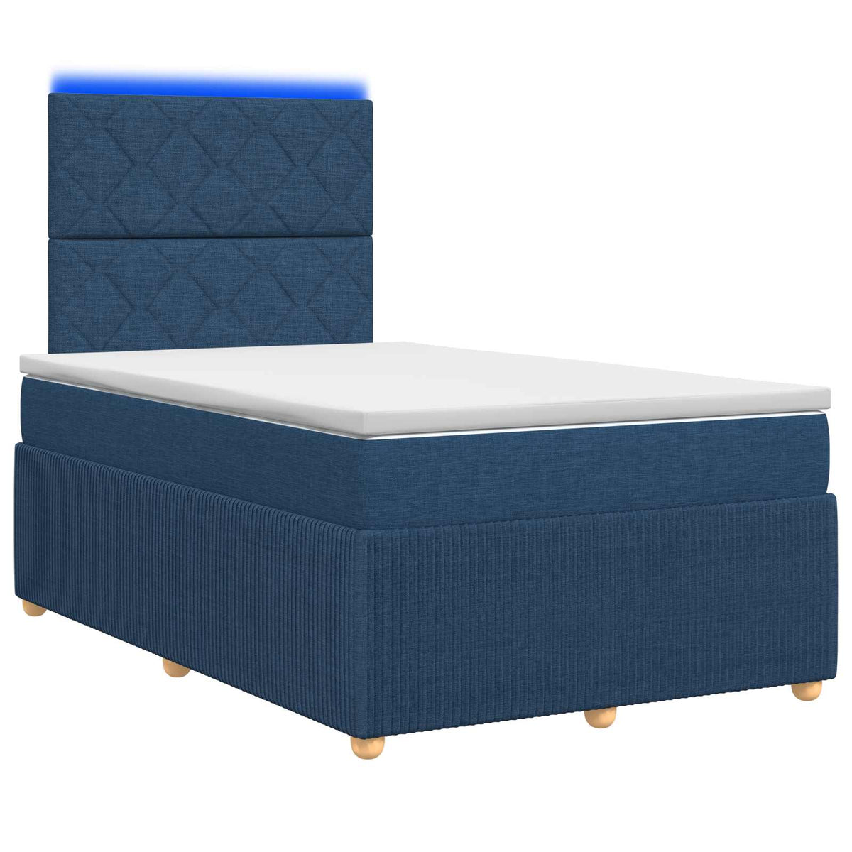 Lit boxspring LED avec matelas Bleu 120 x 200 cm Tissu