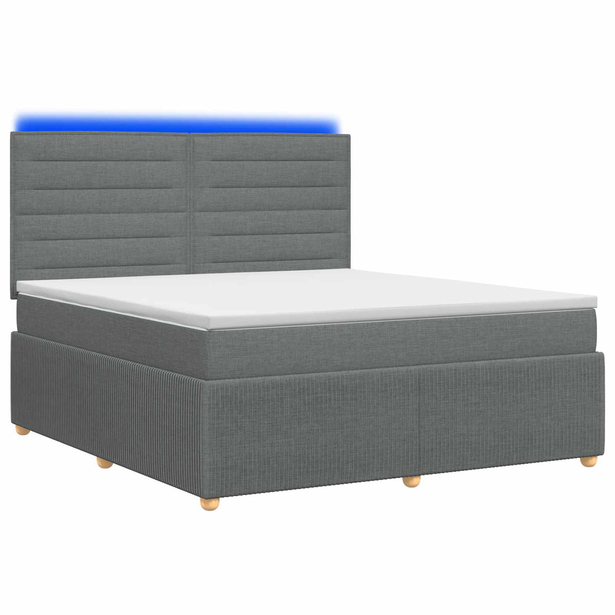 Lit boxspring LED avec matelas Gris foncé 140 x 190 cm Tissu