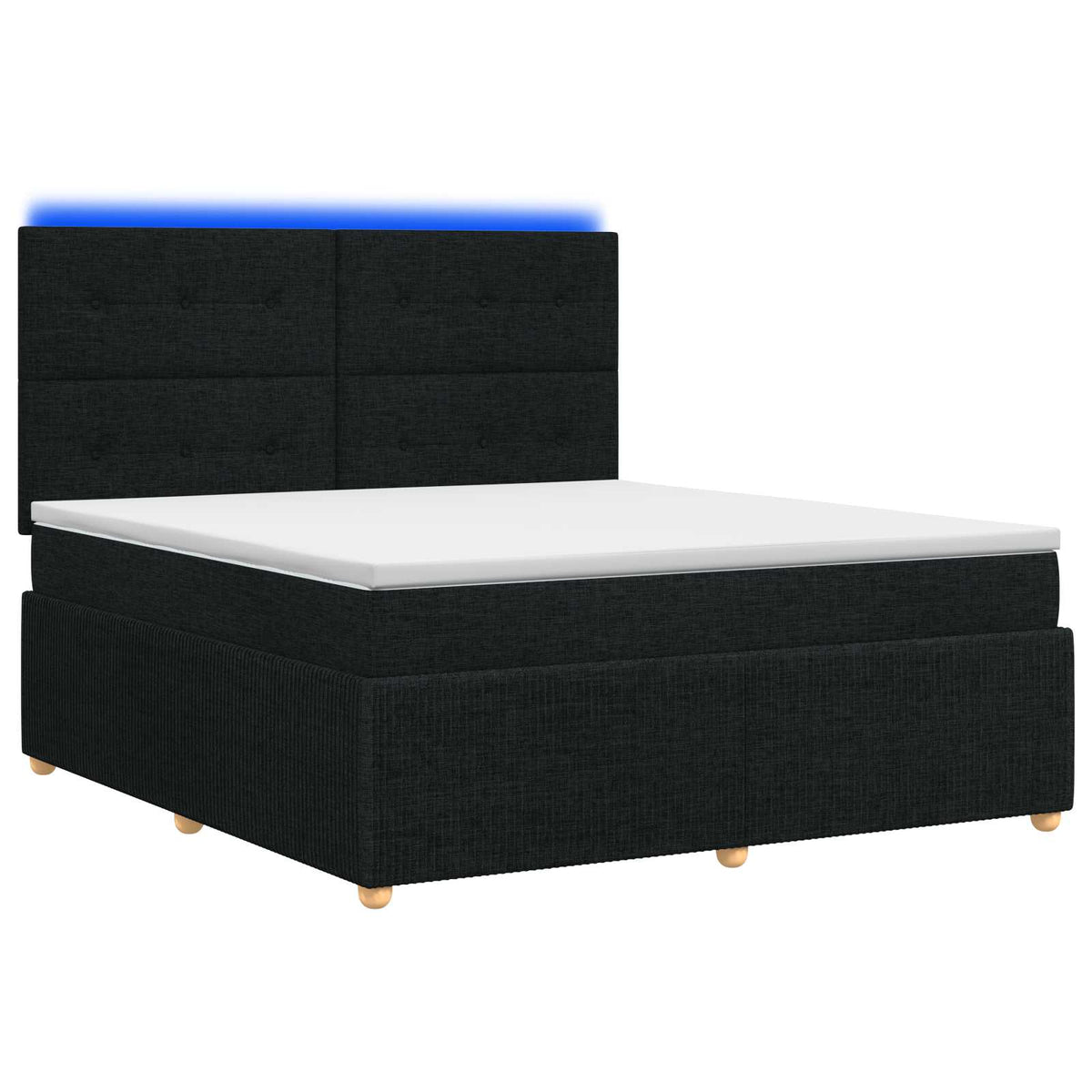 Lit boxspring LED avec matelas Noir 140 x 190 cm Tissu