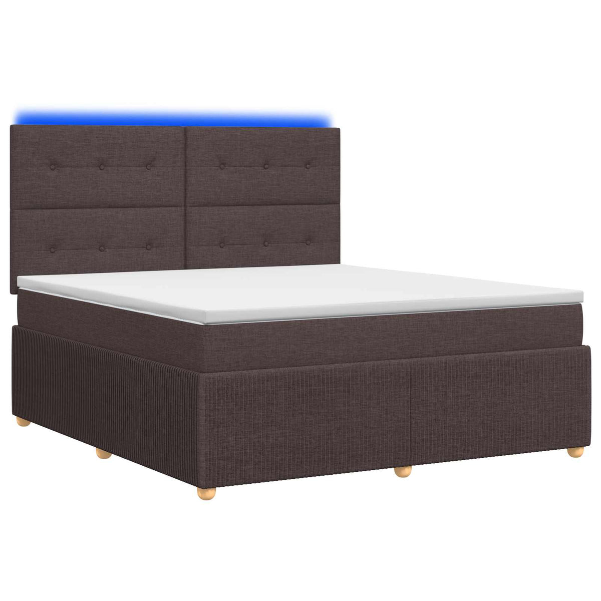 Lit boxspring LED avec matelas Marron foncé 140 x 190 cm Tissu
