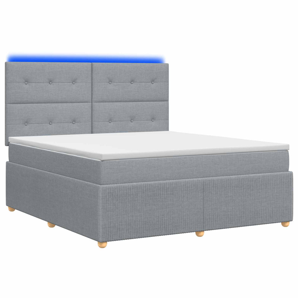 Lit boxspring LED avec matelas Gris clair 140 x 200 cm Tissu