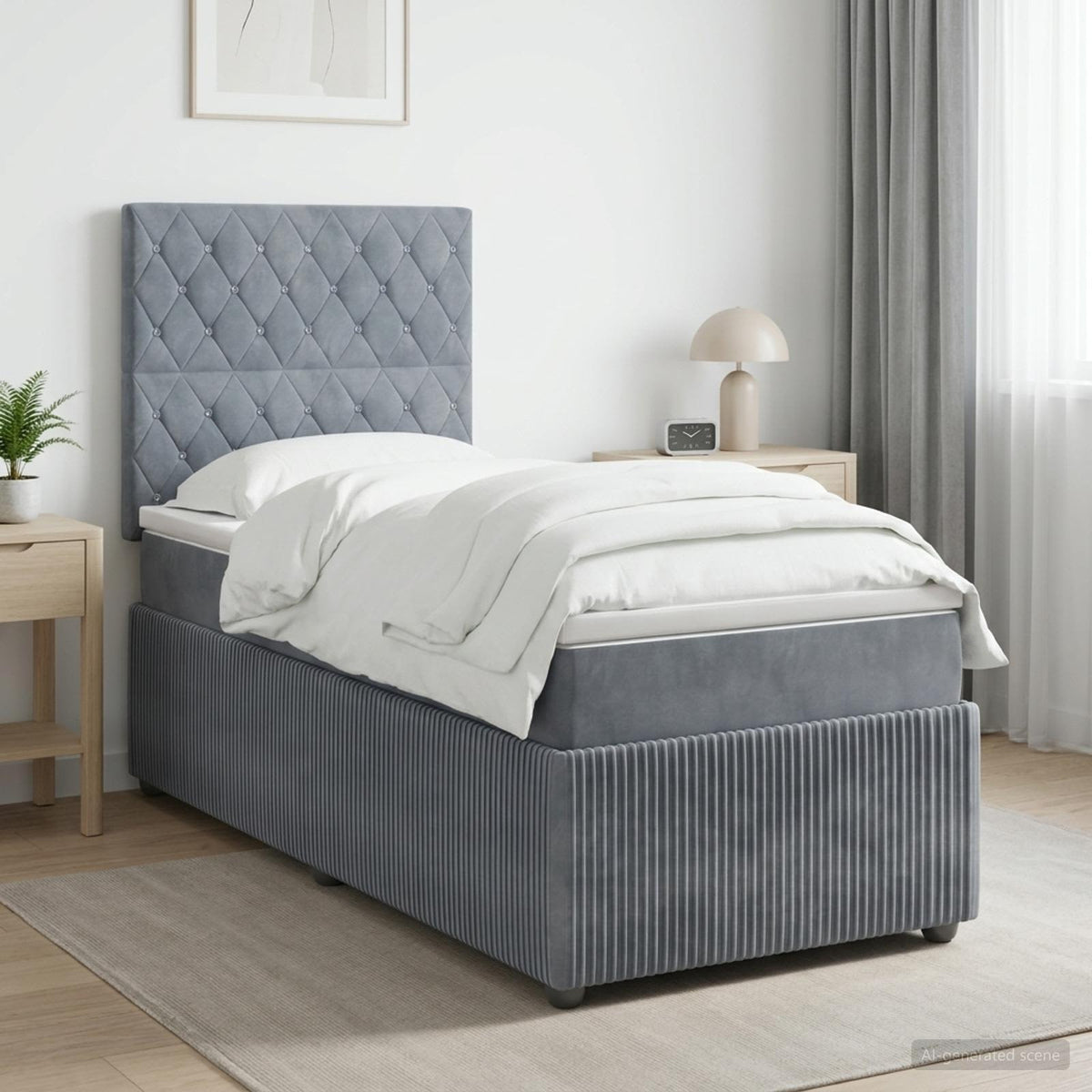 Lit boxspring LED avec matelas Gris foncé 80 x 200 cm Velours