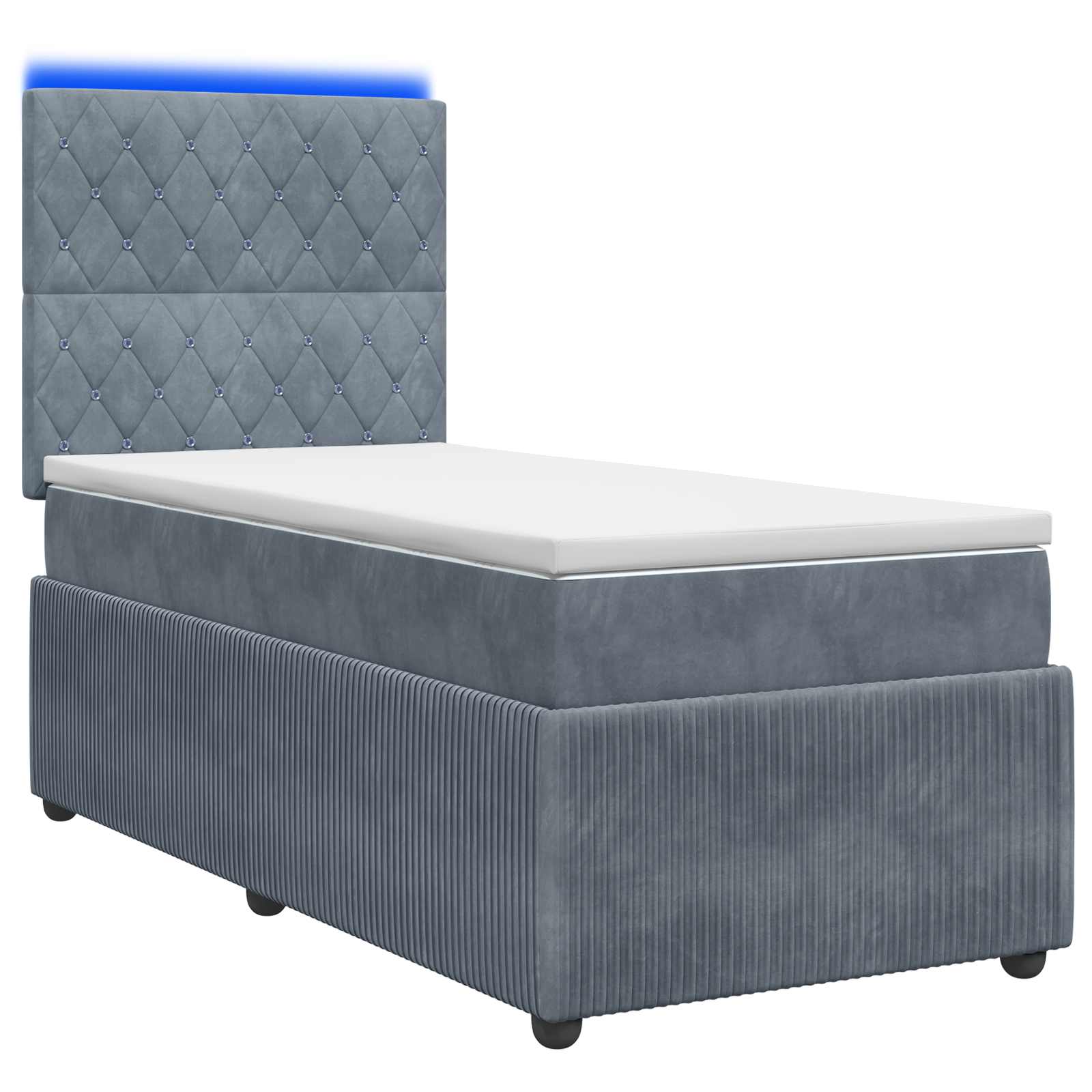 Lit boxspring LED avec matelas Gris foncé 80 x 200 cm Velours - XIOS