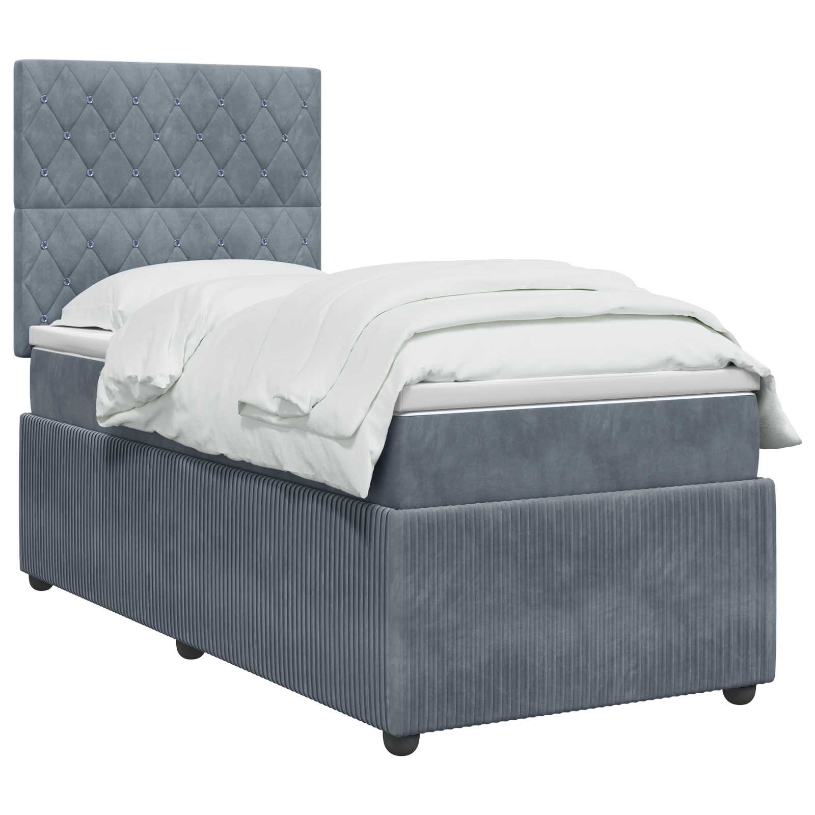 Lit boxspring LED avec matelas Gris foncé 80 x 200 cm Velours - XIOS