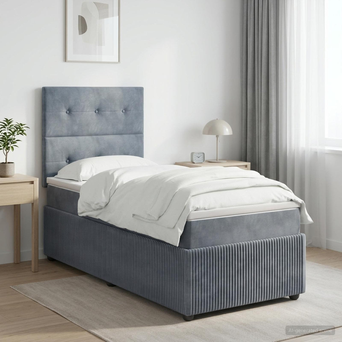 Lit boxspring LED avec matelas Gris foncé 90 x 200 cm Velours