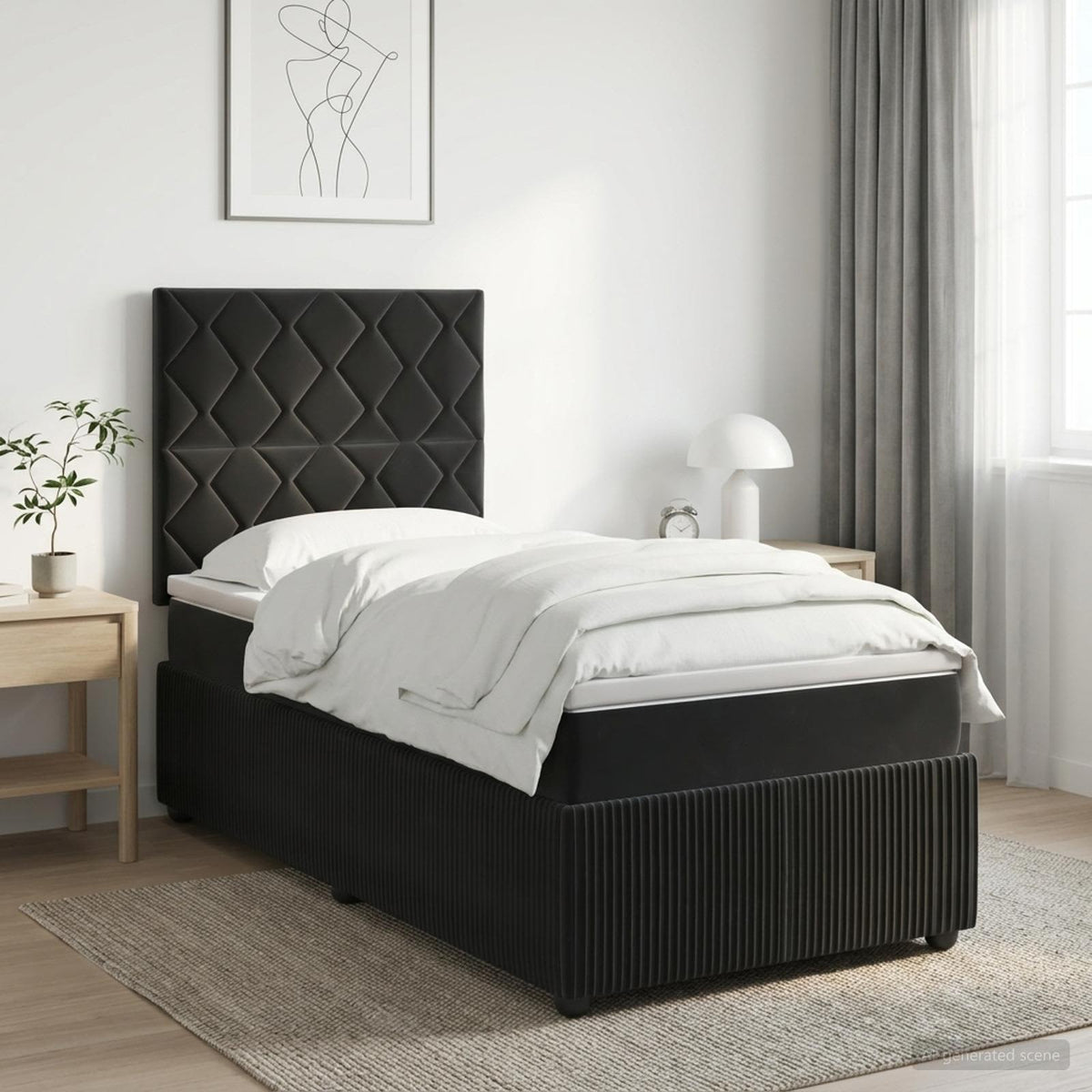 Lit boxspring LED avec matelas Noir 80 x 200 cm Velours