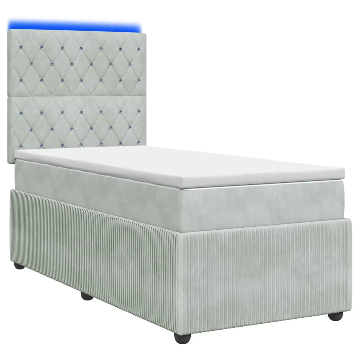 Lit boxspring LED avec matelas Gris clair 90 x 190 cm Velours - XIOS