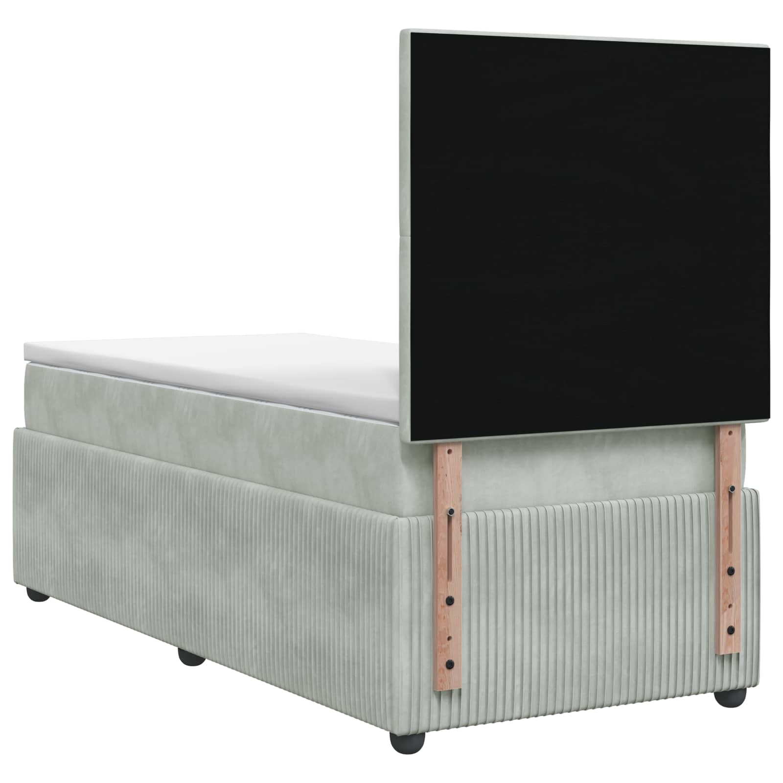 Lit boxspring LED avec matelas Gris clair 90 x 190 cm Velours