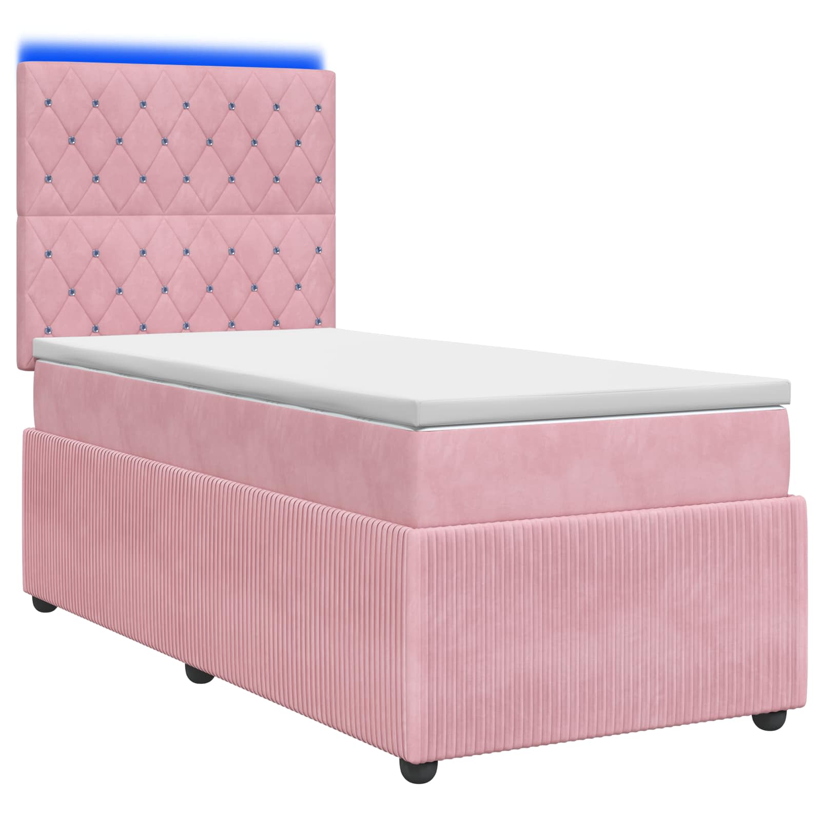 Lit boxspring LED avec matelas Rose 90 x 190 cm Velours