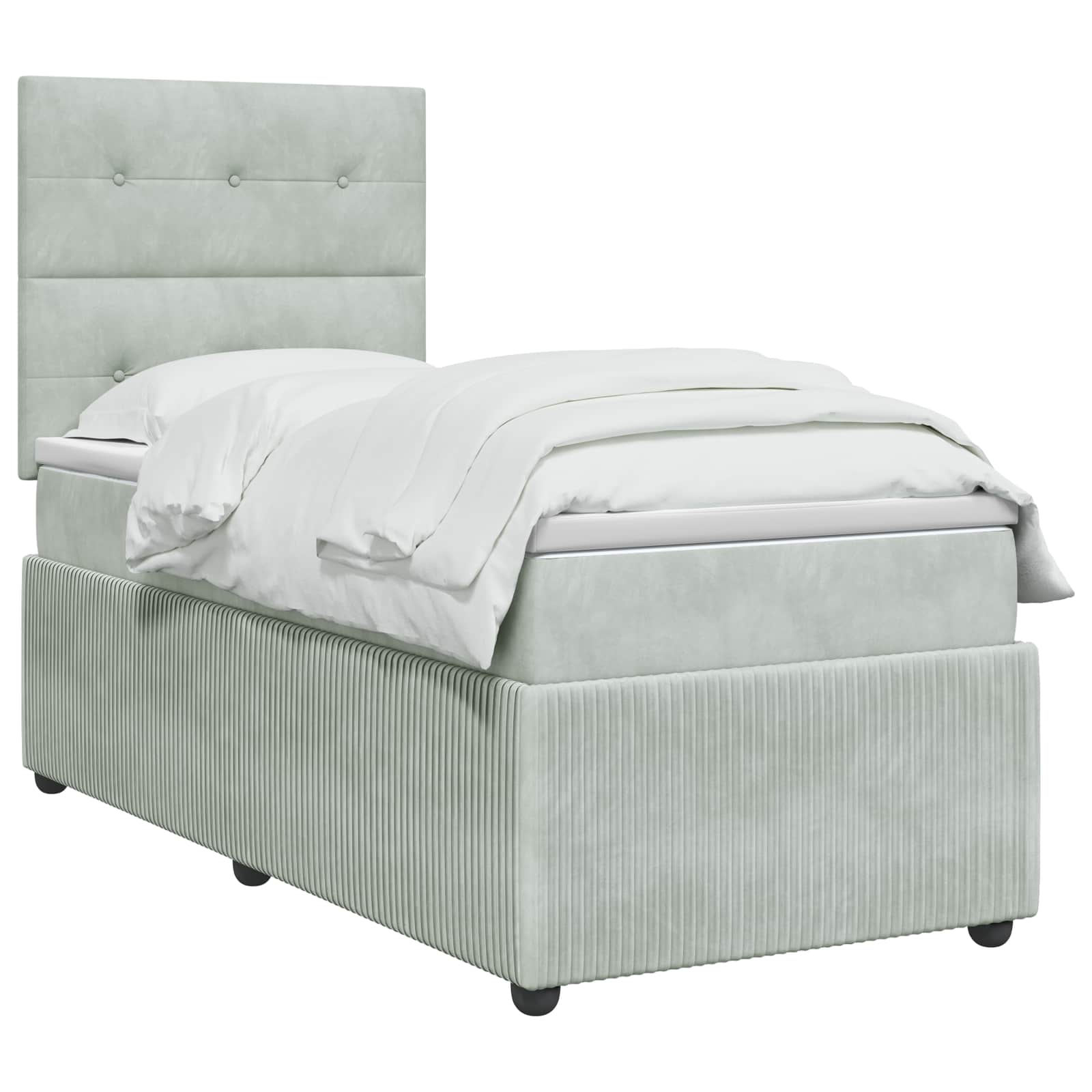 Lit boxspring LED avec matelas Gris clair 90 x 190 cm Velours - XIOS